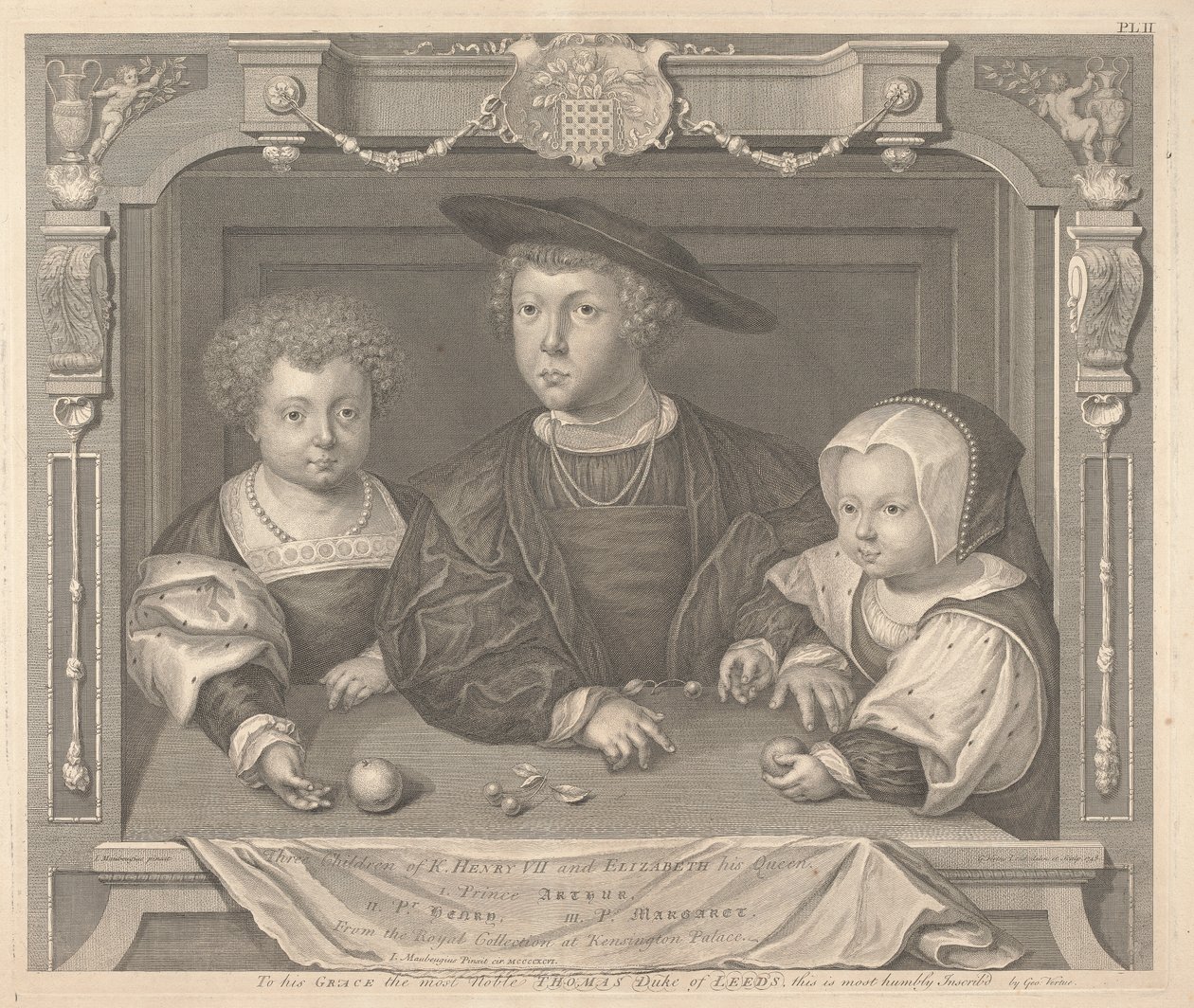 Trois enfants de Henri VII et Élisabeth sa reine, Prince Arthur, Prince Henry et Princesse Margaret - George Vertue
