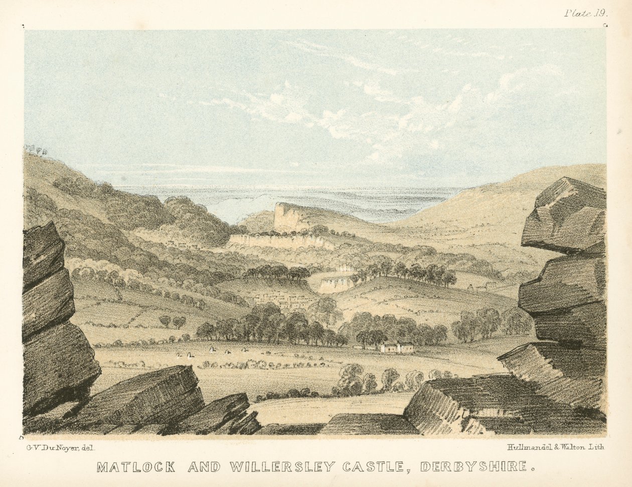 Matlock et Willersley Castle, Derbyshire (gravure en couleur) - George Victor Du Noyer