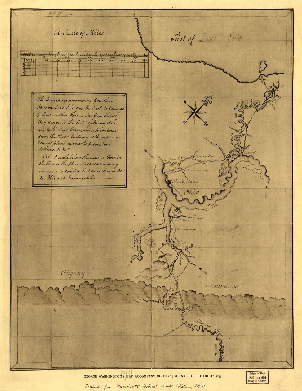 Carte de George Washington, accompagnant son "journal à l