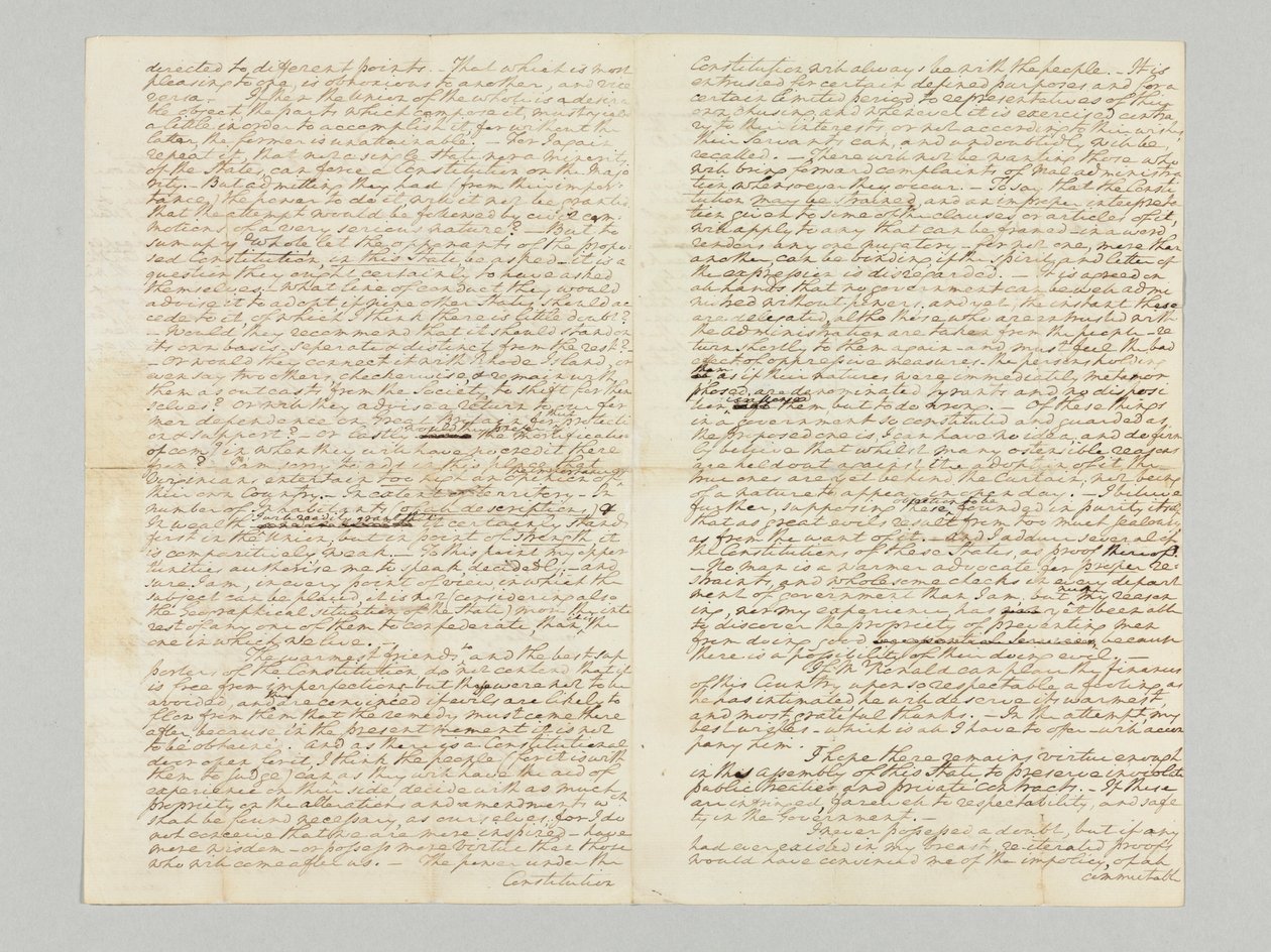 "Le pouvoir sous la constitution sera toujours avec le peuple", lettre autographe signée à Bushrod Washington, 9 novembre 1787 - George Washington