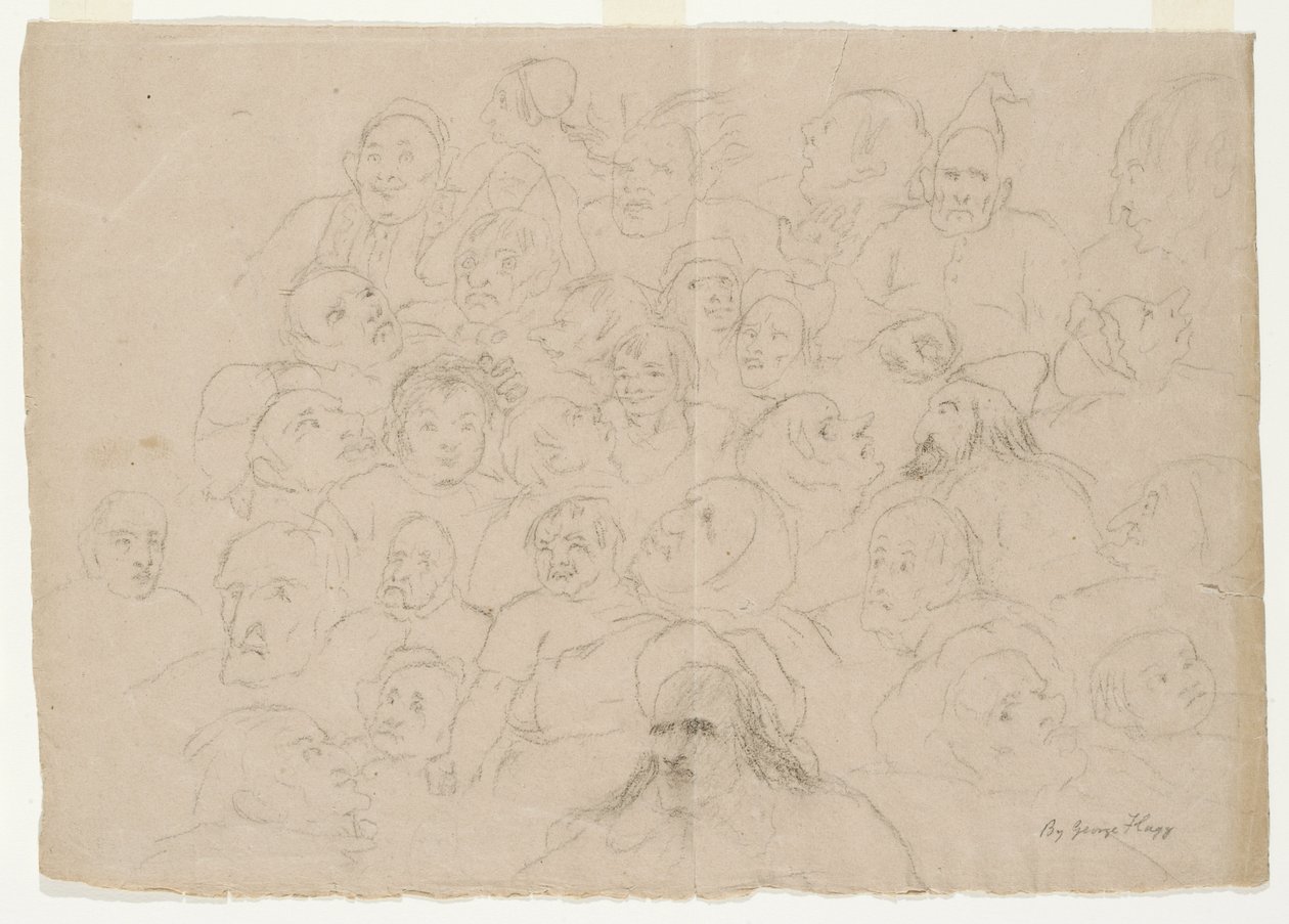 Sans titre - Nombreux croquis de portraits, dessinés grossièrement, d