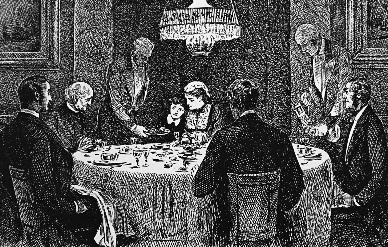 Une famille de la haute société à table - George du Maurier