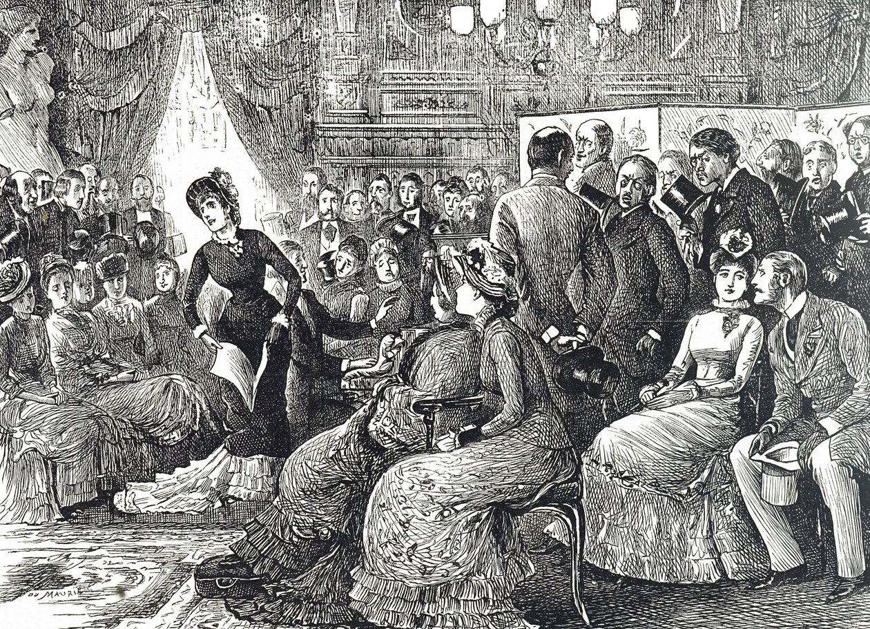 Caricature représentant un concert de salon typique - George du Maurier