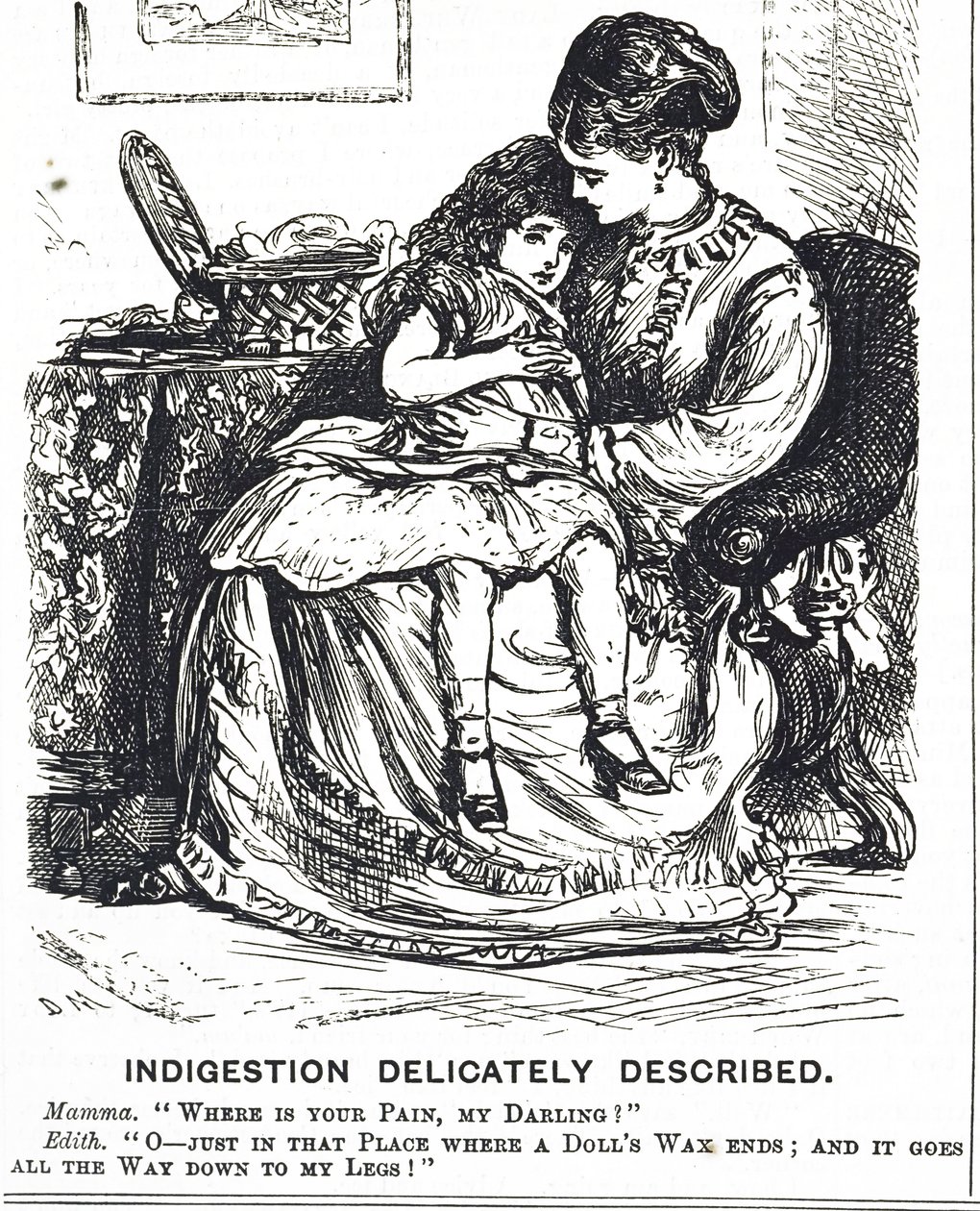 Caricature représentant une jeune fille souffrant d