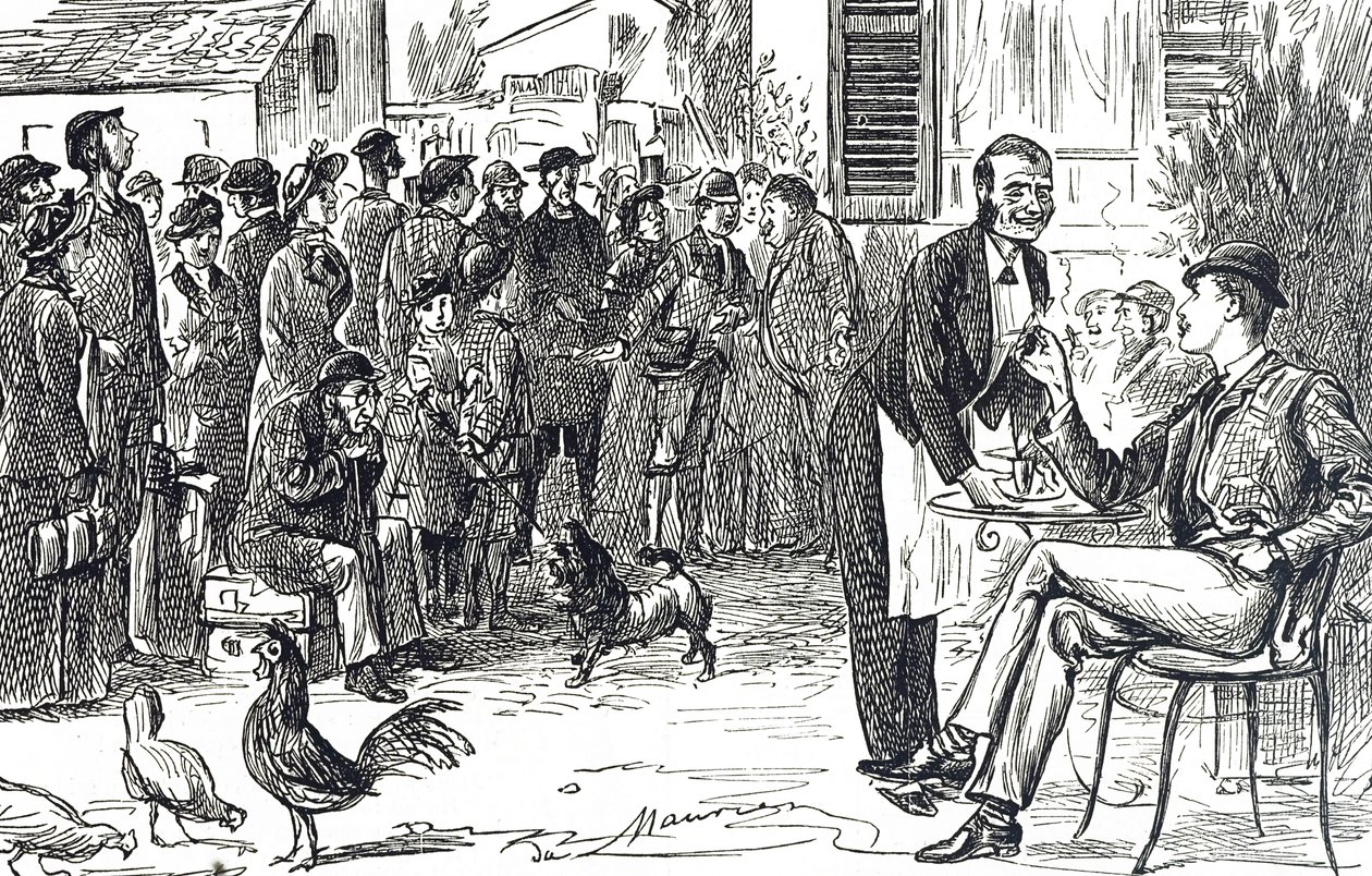 Caricature représentant les débuts des visites guidées de Thomas Cook - George du Maurier