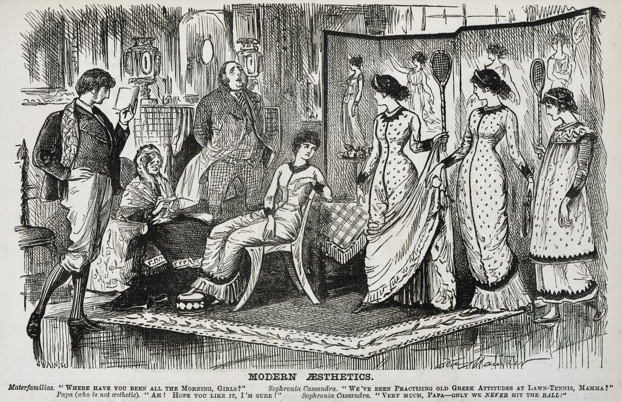 Caricature de George du Maurier sur le mouvement esthétique à la mode dans les arts décoratifs. De 