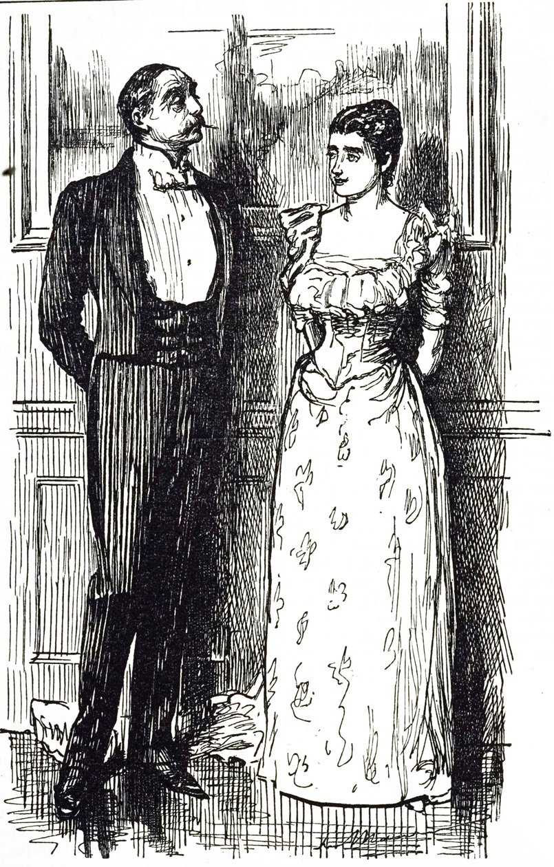 Caricature de Georges du Maurier illustrant un homme et une femme en conversation lors d