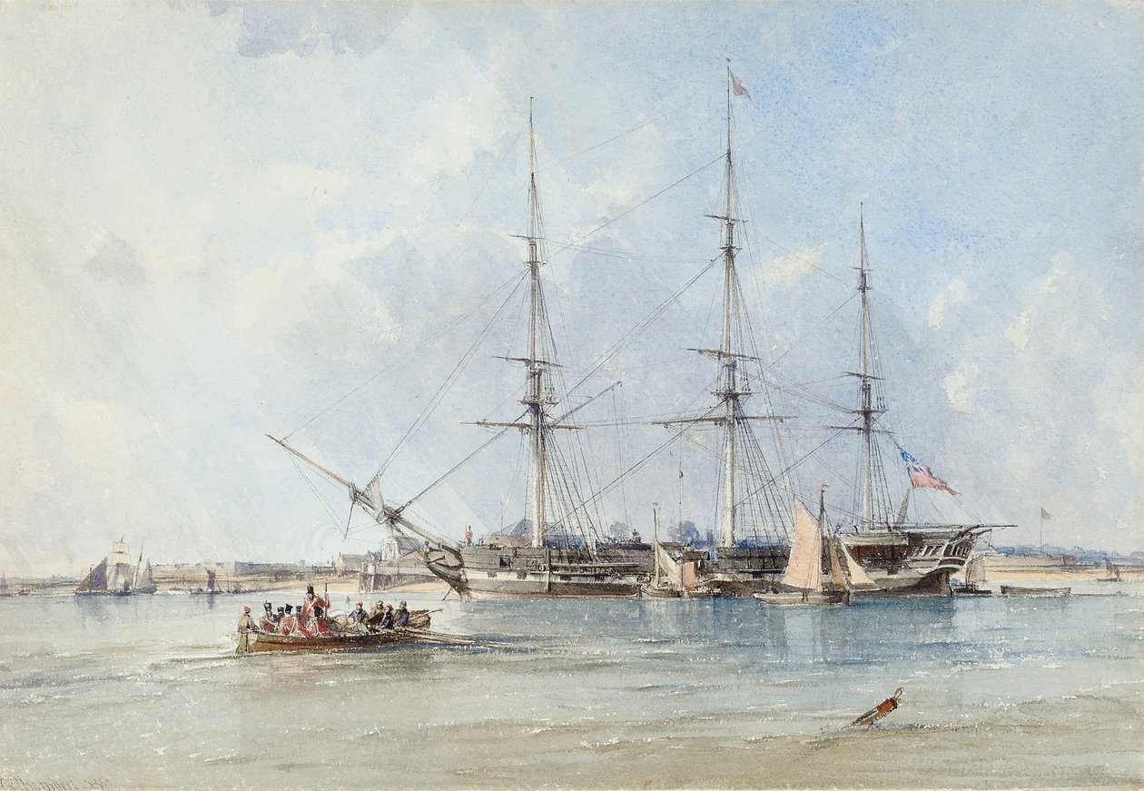 La frégate Blackwall Seringapatam au mouillage au large du fort de Tilbury - George the Elder Chambers