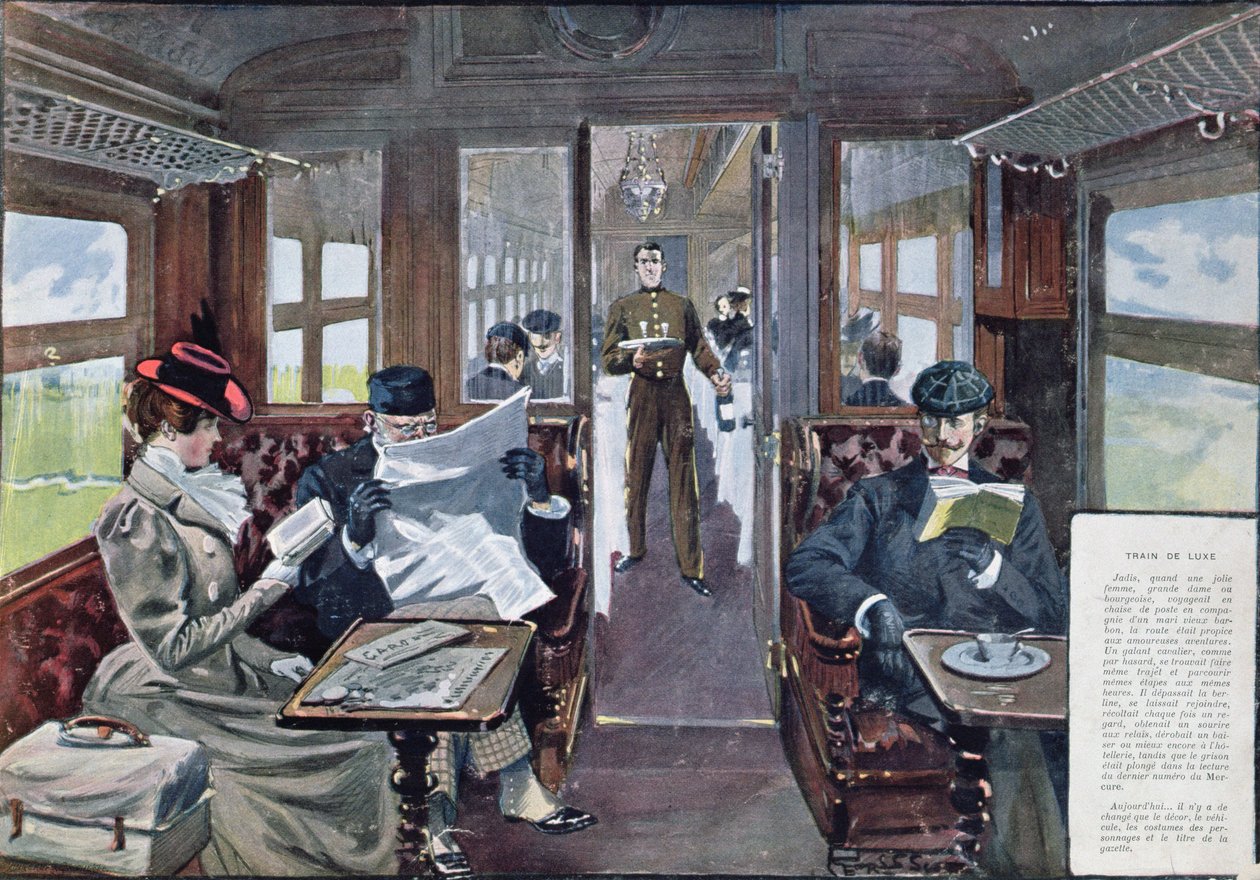 Voiture-restaurant dans un train de luxe - Georges Bertin Scott