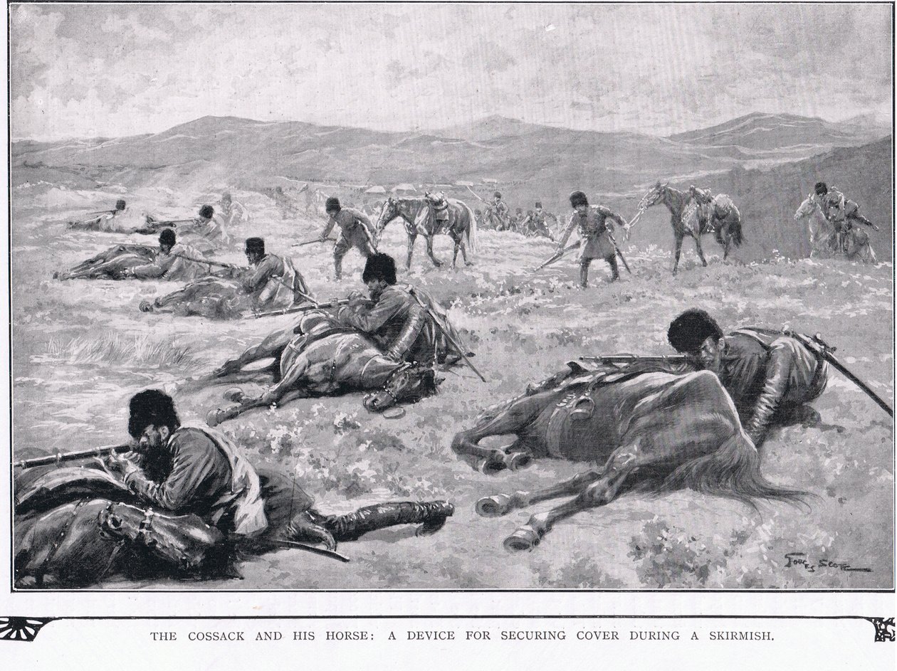 Le cosaque et son cheval pendant la guerre russo-japonaise - Georges Bertin Scott
