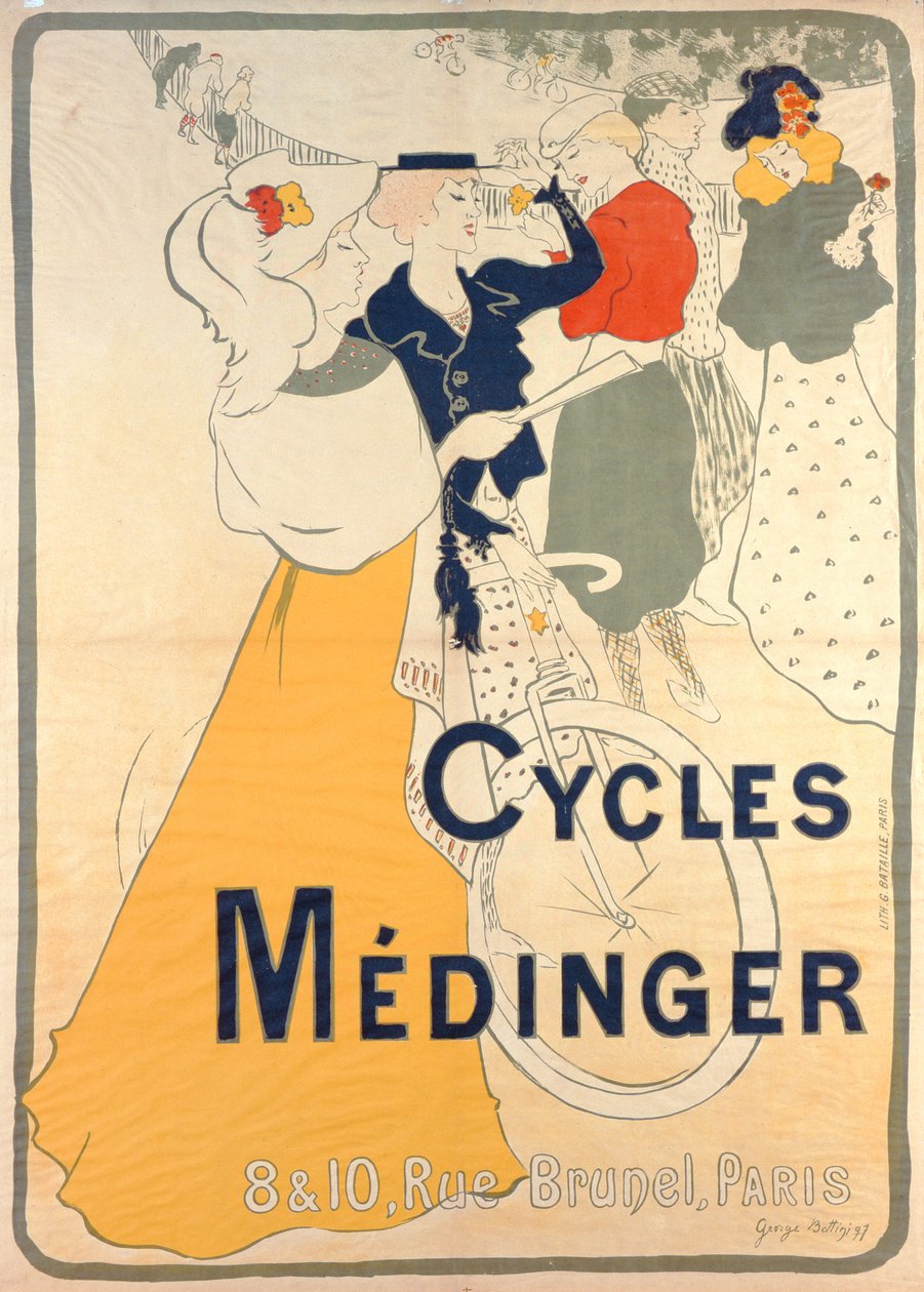 Affiche publicitaire pour les bicyclettes Medinger, 1897 - Georges Bottini