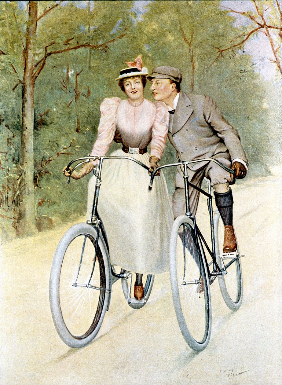 Couple faisant du vélo, 1893 - Georges Debrock