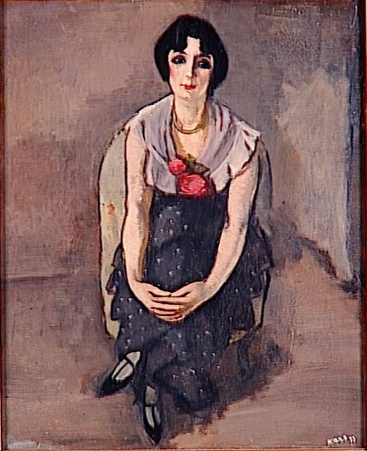 Portrait de femme aux roses rouges - Georges Karpeles