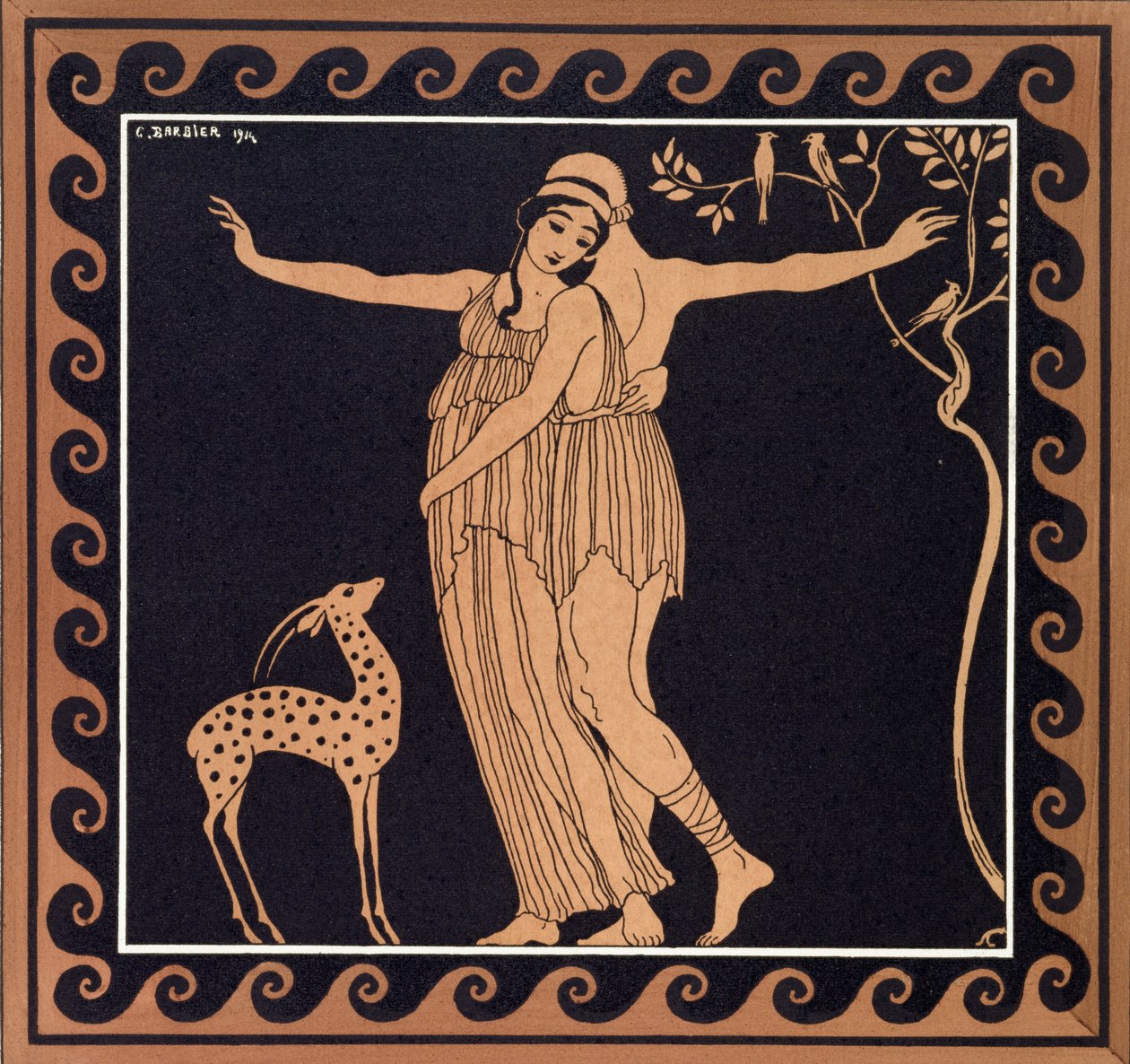 Scène de ballet avec Tamara Karsavina (1885-1978) 1914 - Georges Barbier