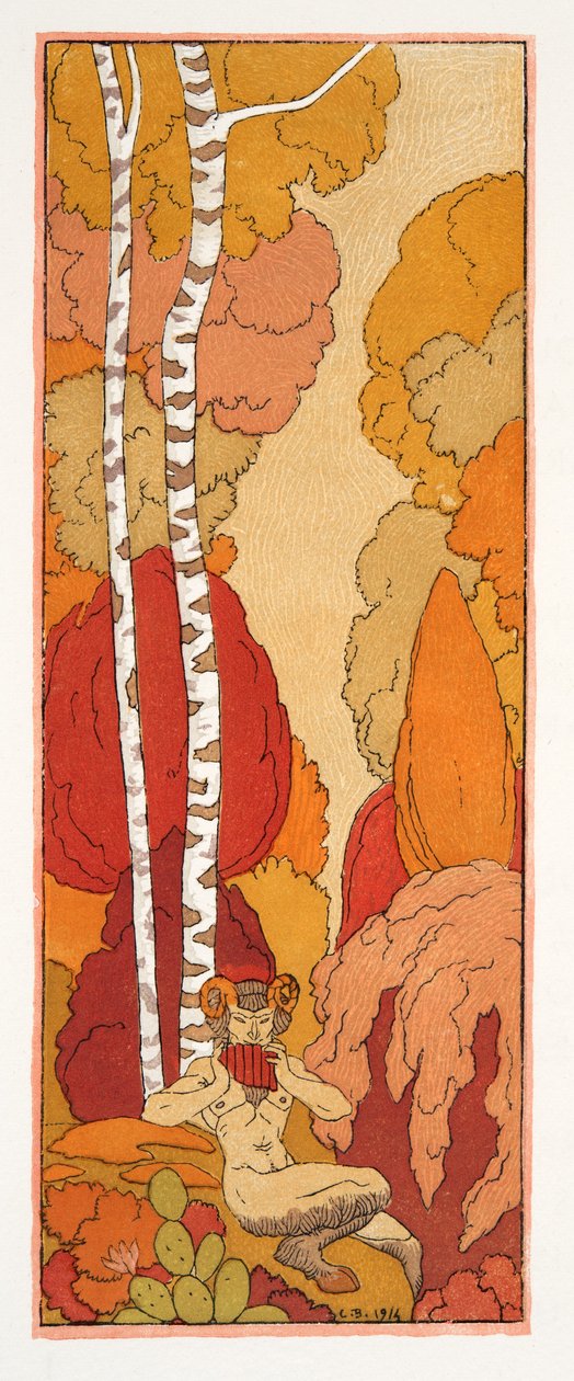 Chant pastoral, illustration des Chansons de Bilitis, par Pierre Louÿs, pub. 1922 - Georges Barbier
