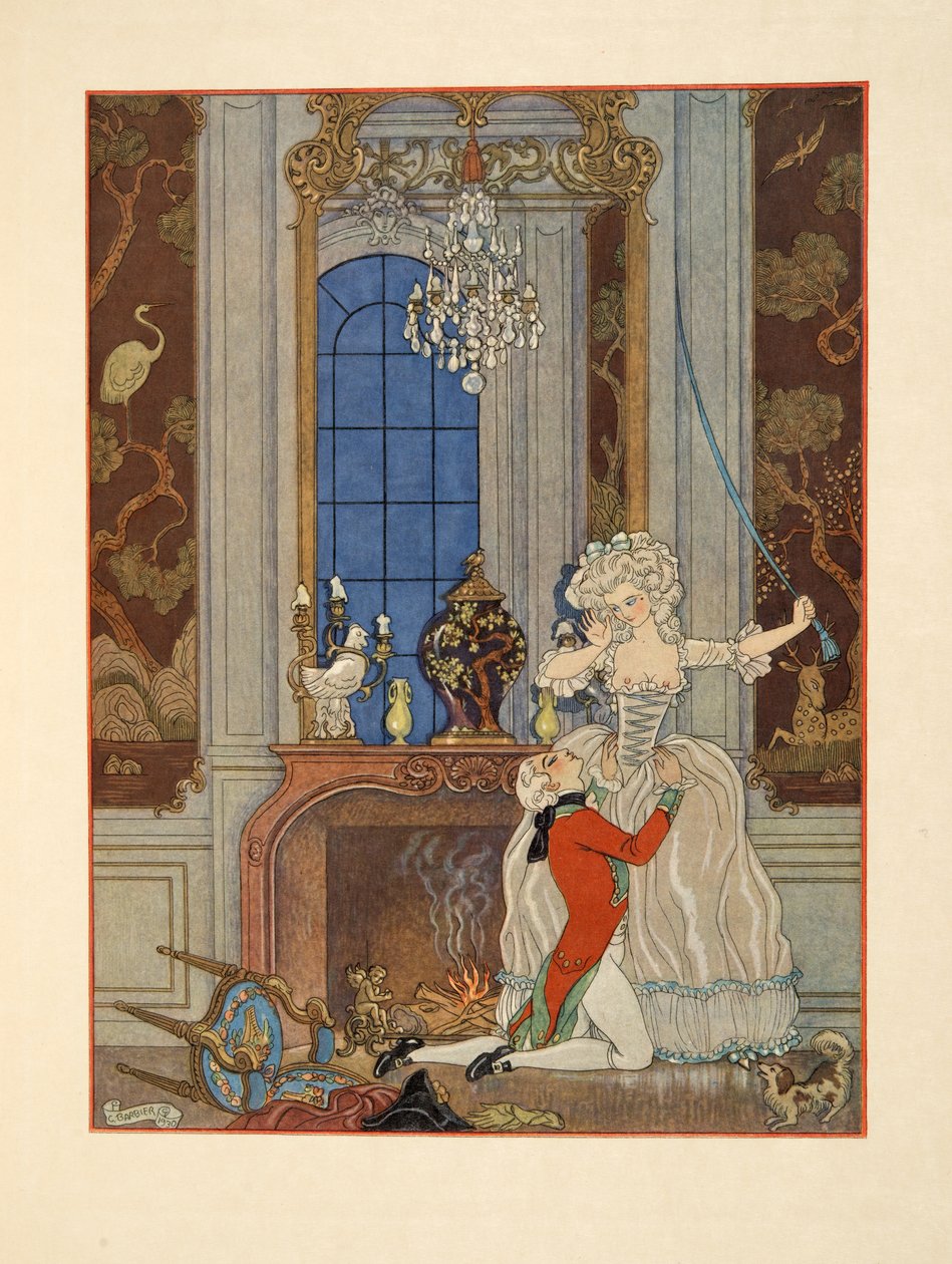Danceny déclarant son amour à Cécile - Georges Barbier