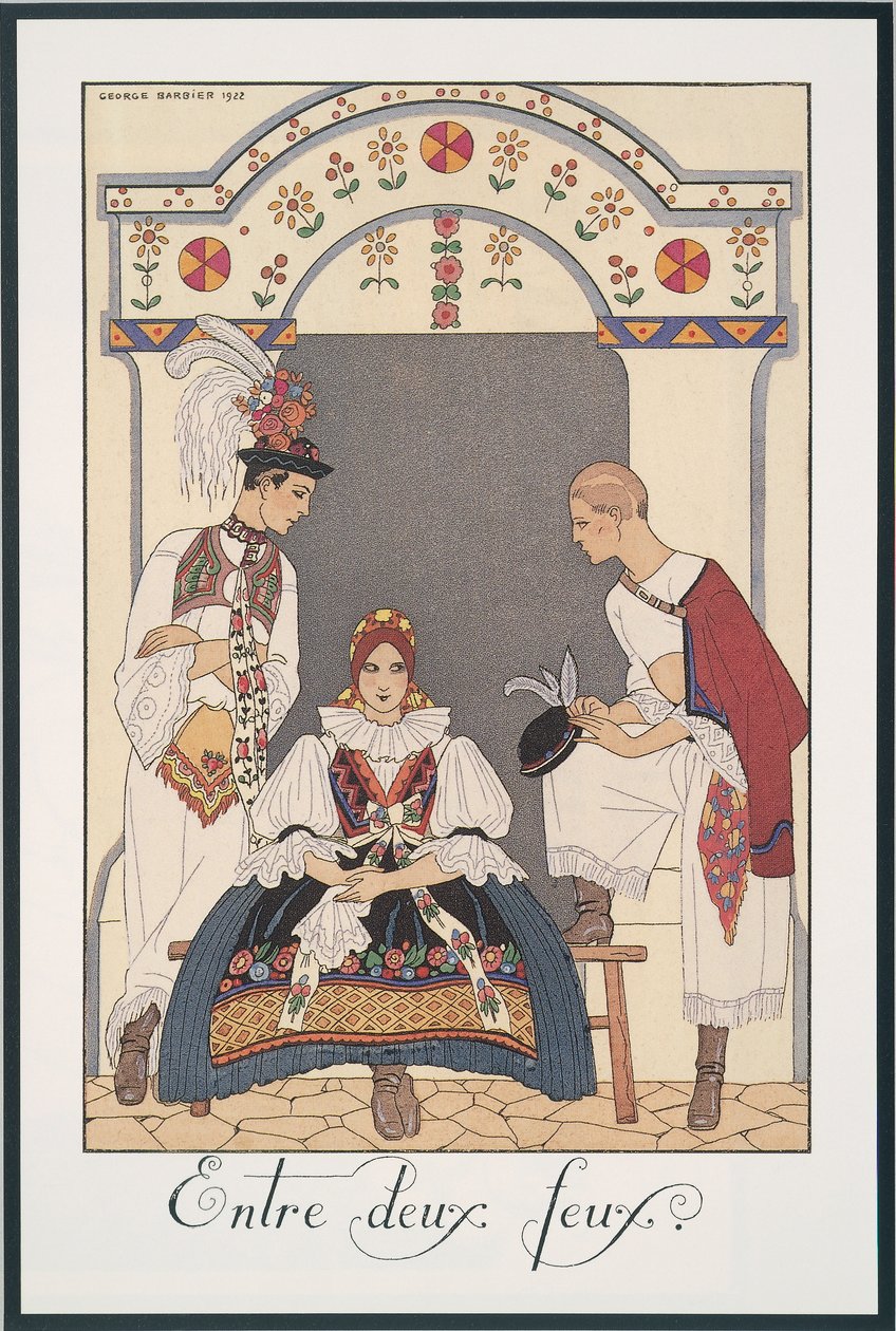 Falbalas et Fanfreluches, Almanach pour 1923, Entre deux feux, par George Barbier, impression - Georges Barbier