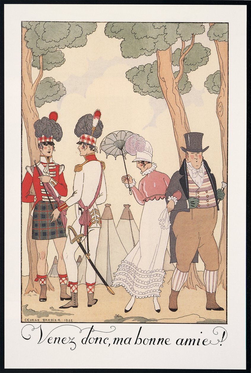 Falbalas et Fanfreluches, Almanach pour 1923, Venez donc, Ma bonne amie, par George Barbier, impression - Georges Barbier