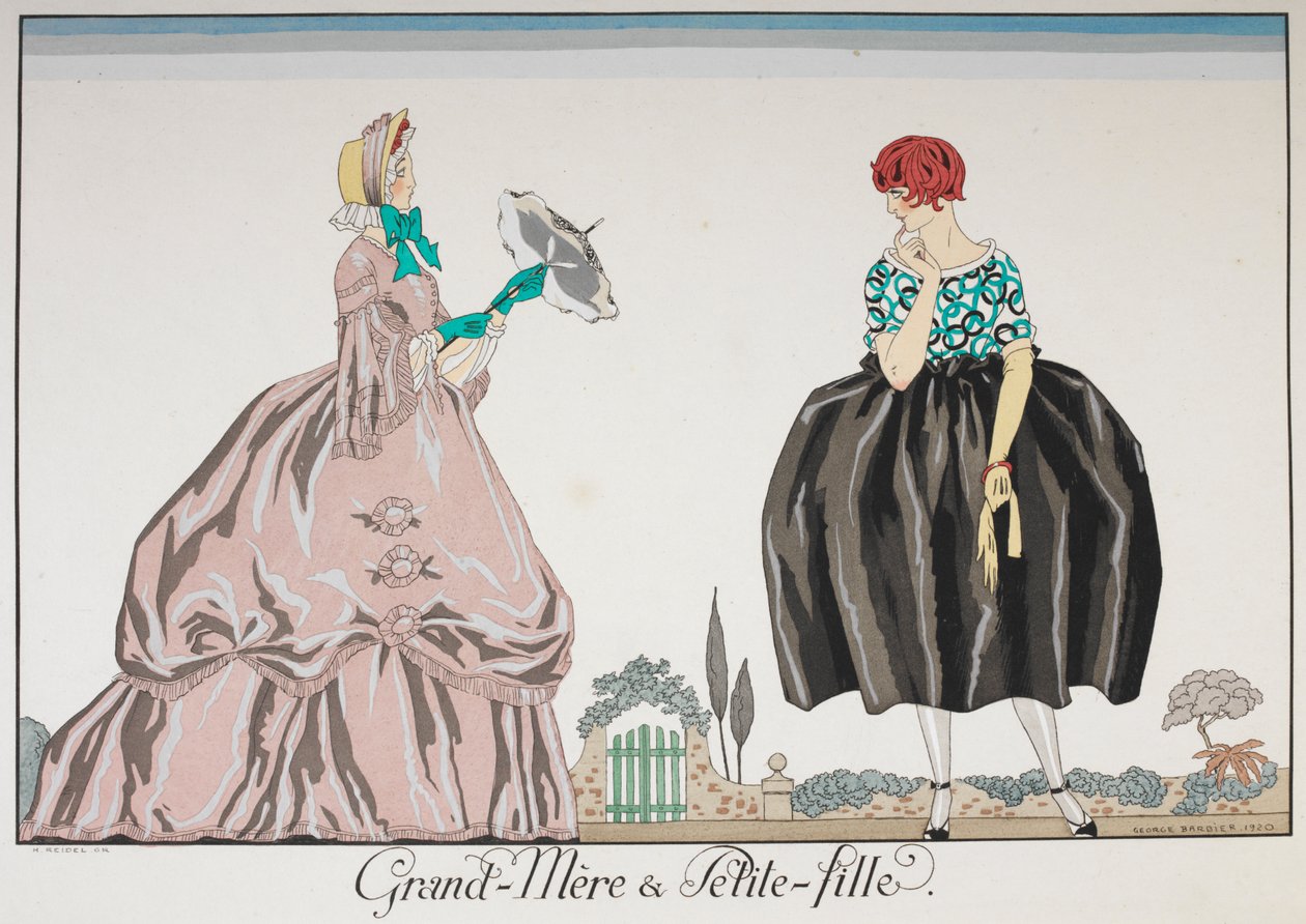 Grand-mère et petite fille. Une femme âgée et une jeune fille - Georges Barbier