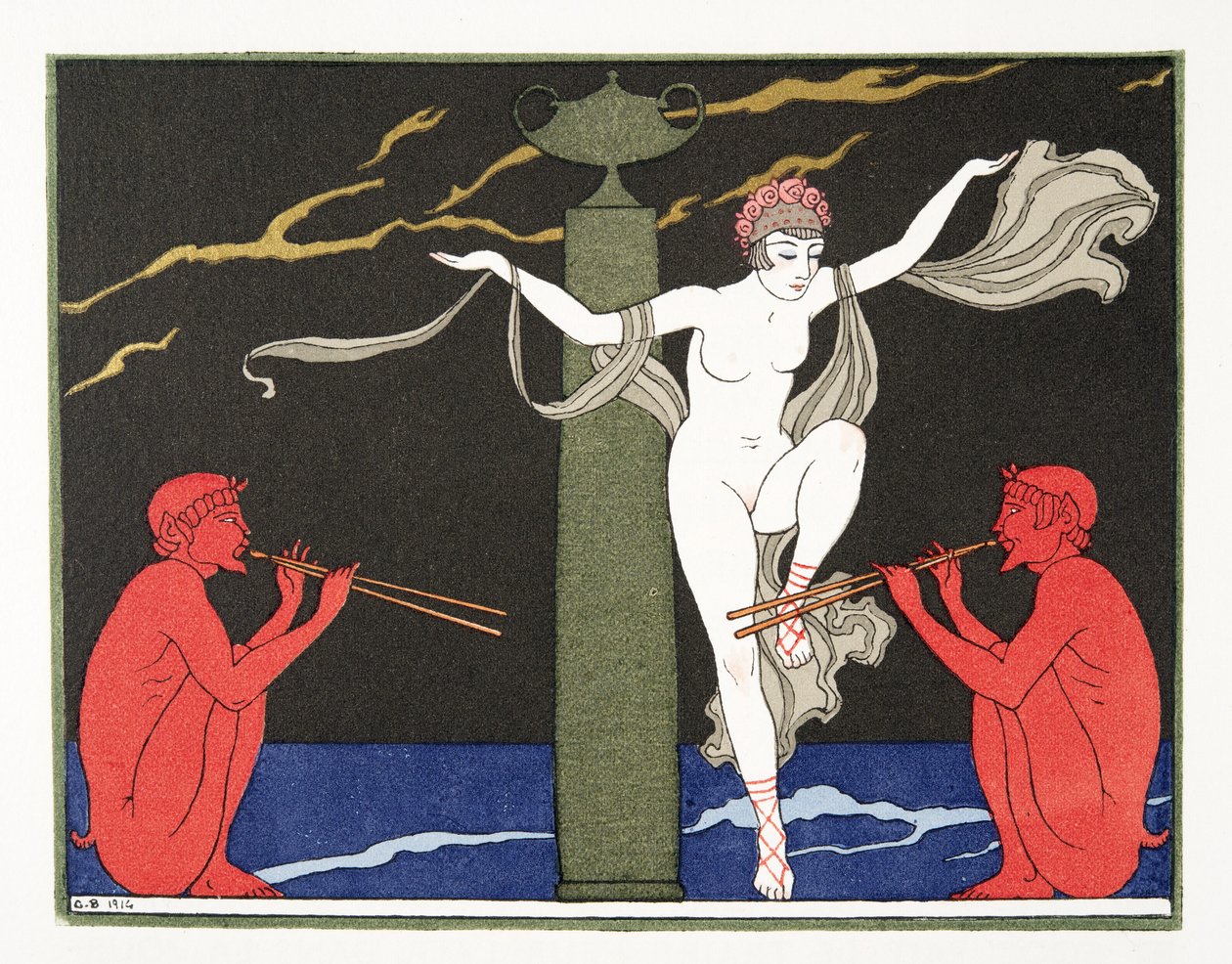 Illustration de Les Chansons de Bilitis, par Pierre Louys, pub. 1922 - Georges Barbier