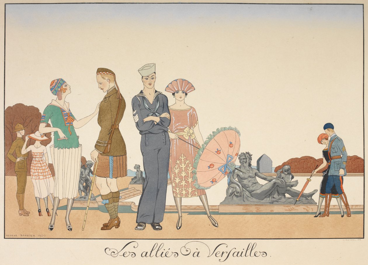 Les alliés à Versailles. Diverses représentations de soldats des alliés. - Georges Barbier