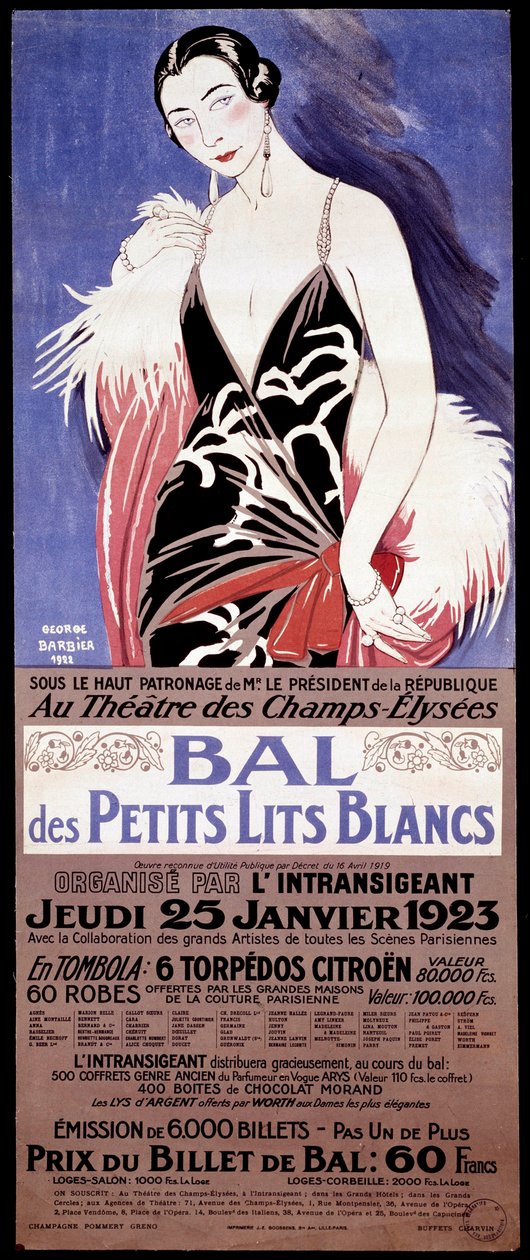 Affiche : Au Théâtre des Champs-Élysées - Le bal des petits lits blancs - Georges Barbier