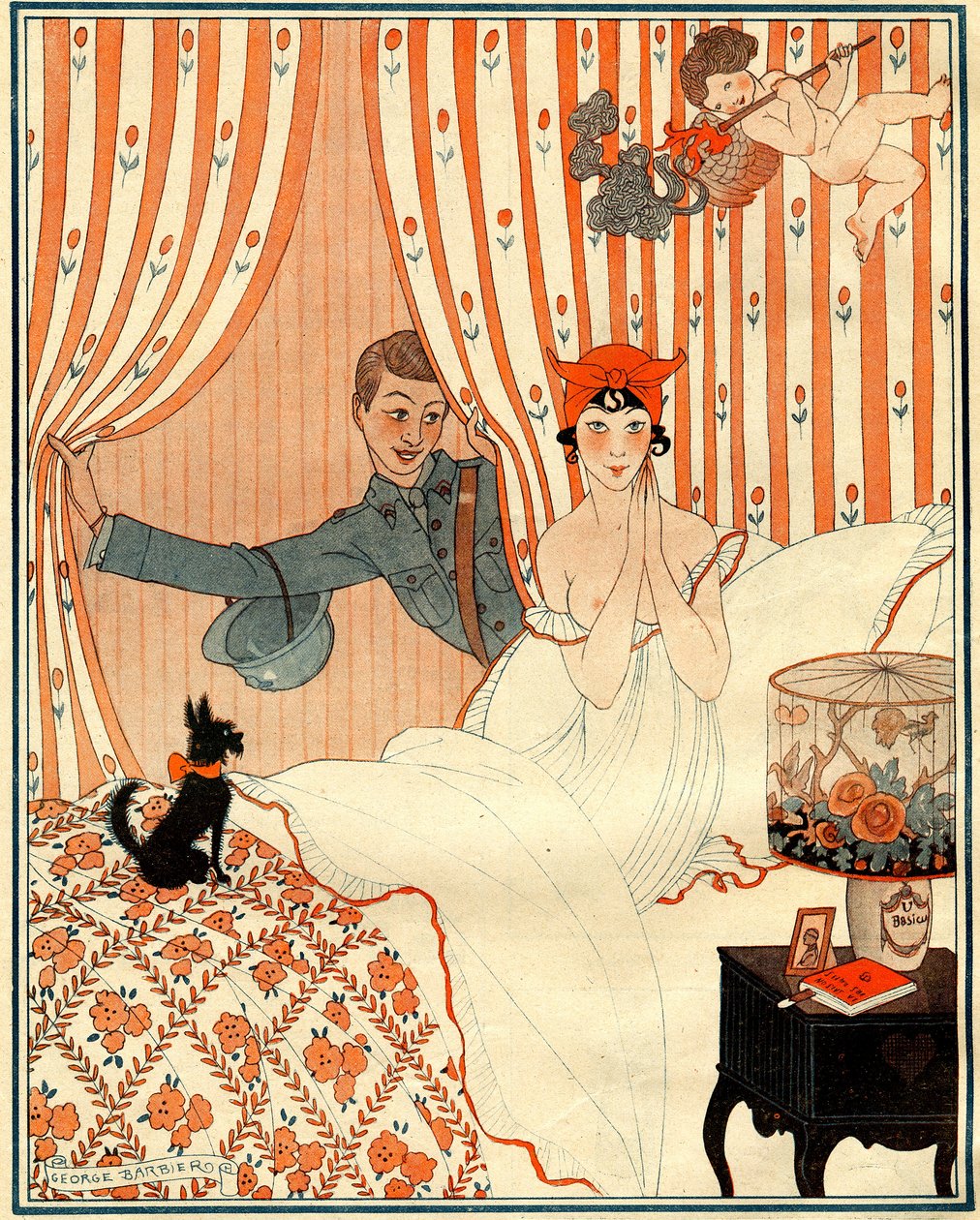 Le retour imprévu... Ou le réveil - illustration de la Vie Parisienne - Georges Barbier