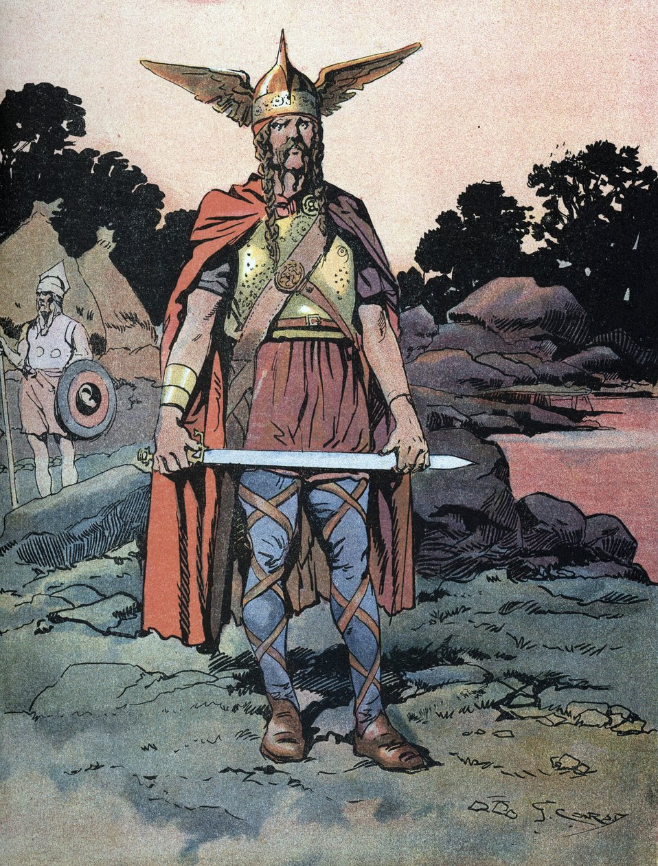 Portrait de Vercingétorix (ca. 80-vers 46 av. J.-C.) guerrier et chef gaulois de la tribu des Arvernes - Georges Conrad
