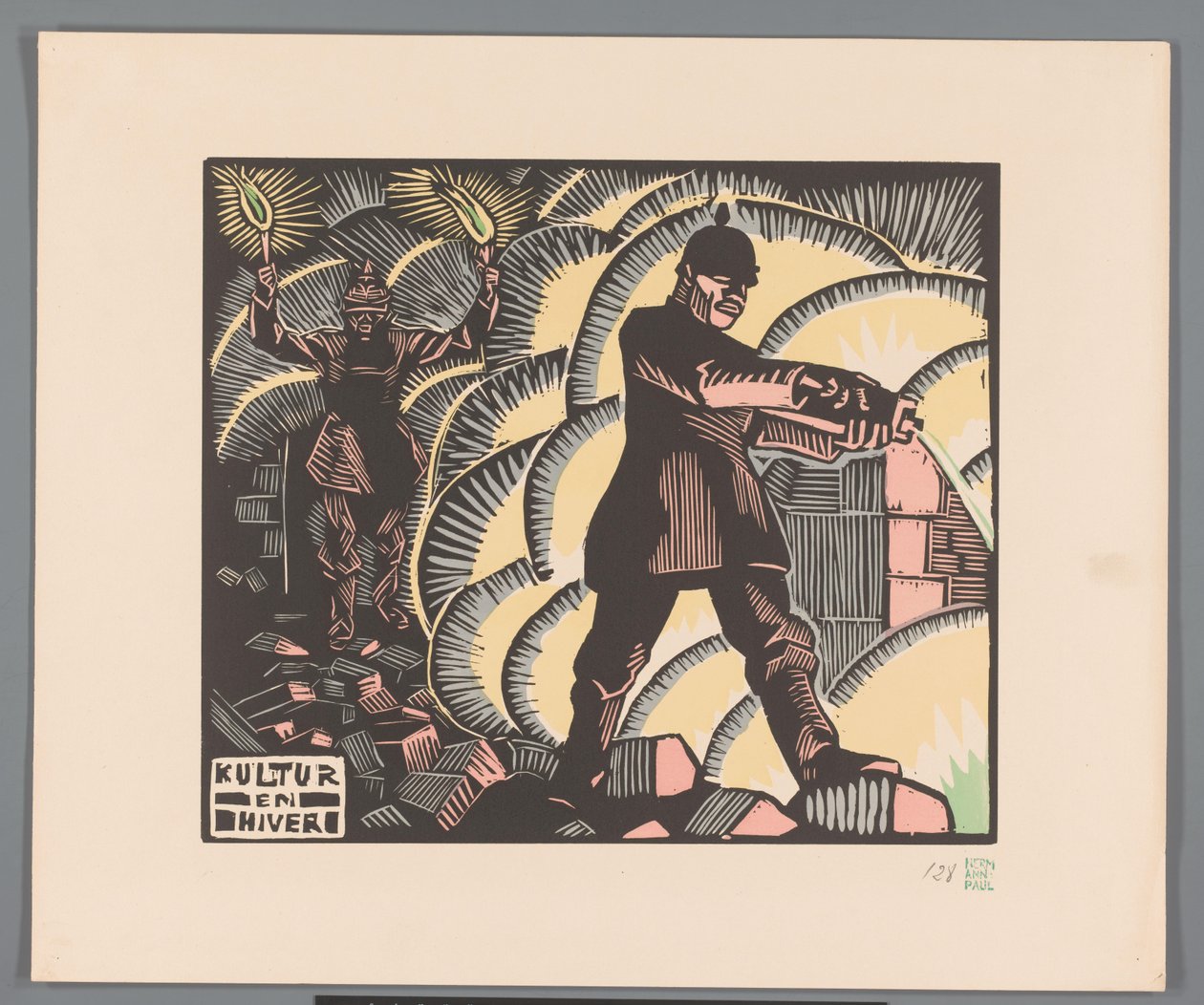 Soldats incendiant des bâtiments - Georges Hermann Rene Paul