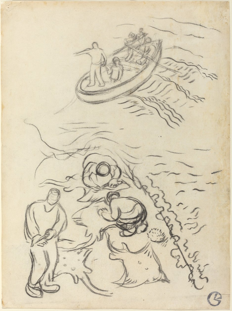 Étude pour "Les Pêcheurs" et hommes vidant des raies - Georges Lacombe