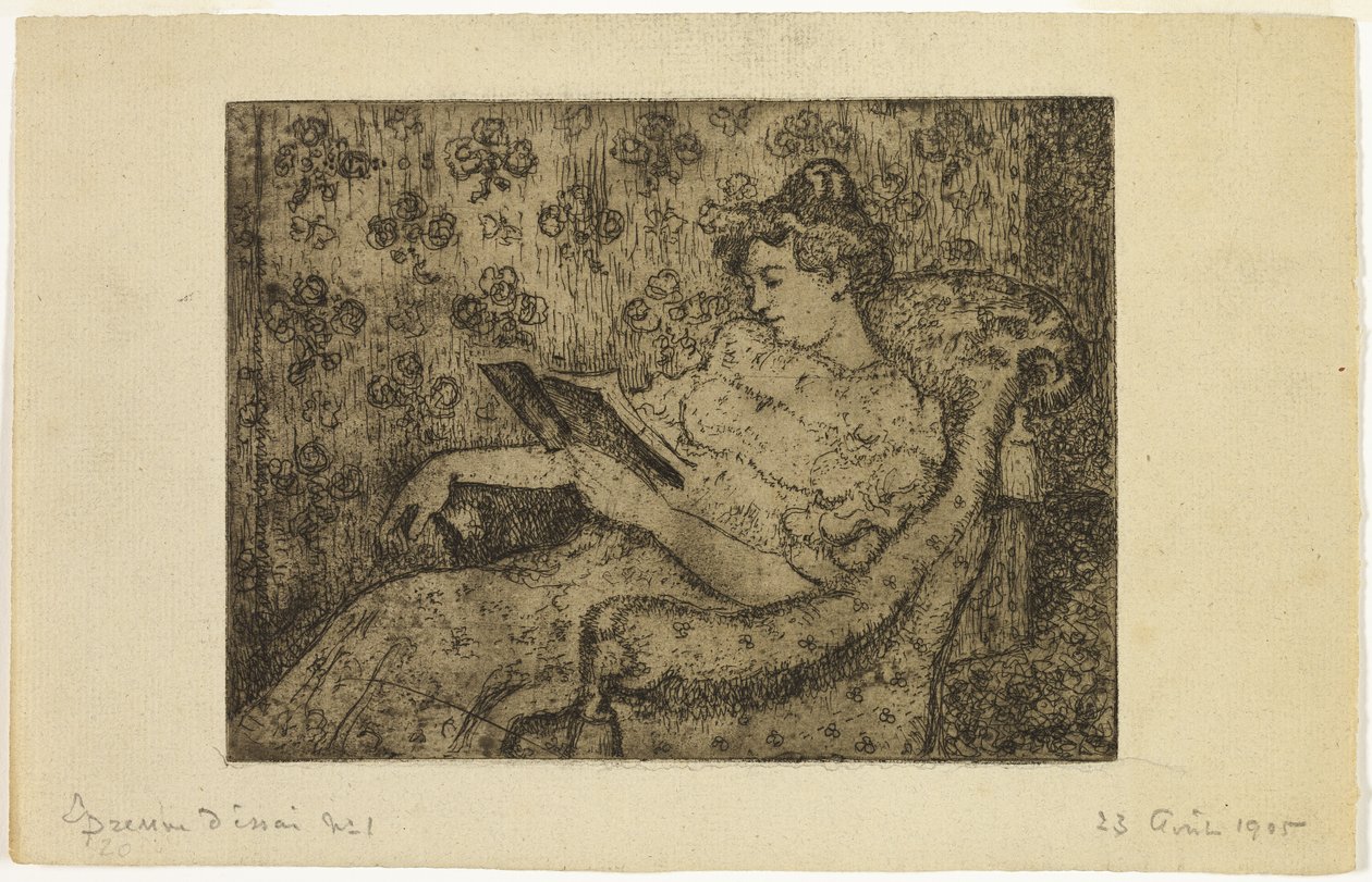 Femme assise lisant - Georges Lemmen