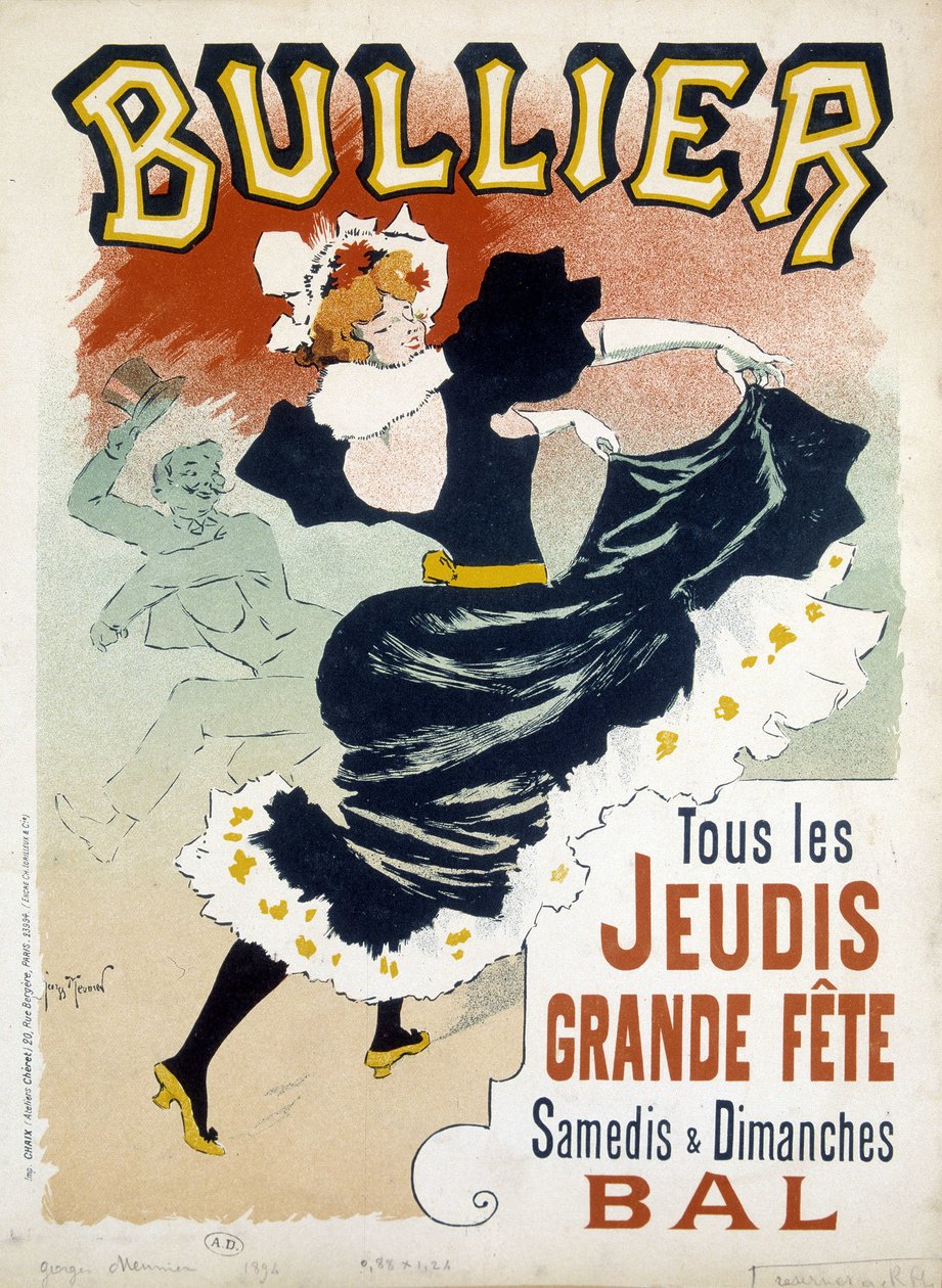 Affiche "Bullier" pour le bal - pub de la fin du 19e siècle - Georges Meunier