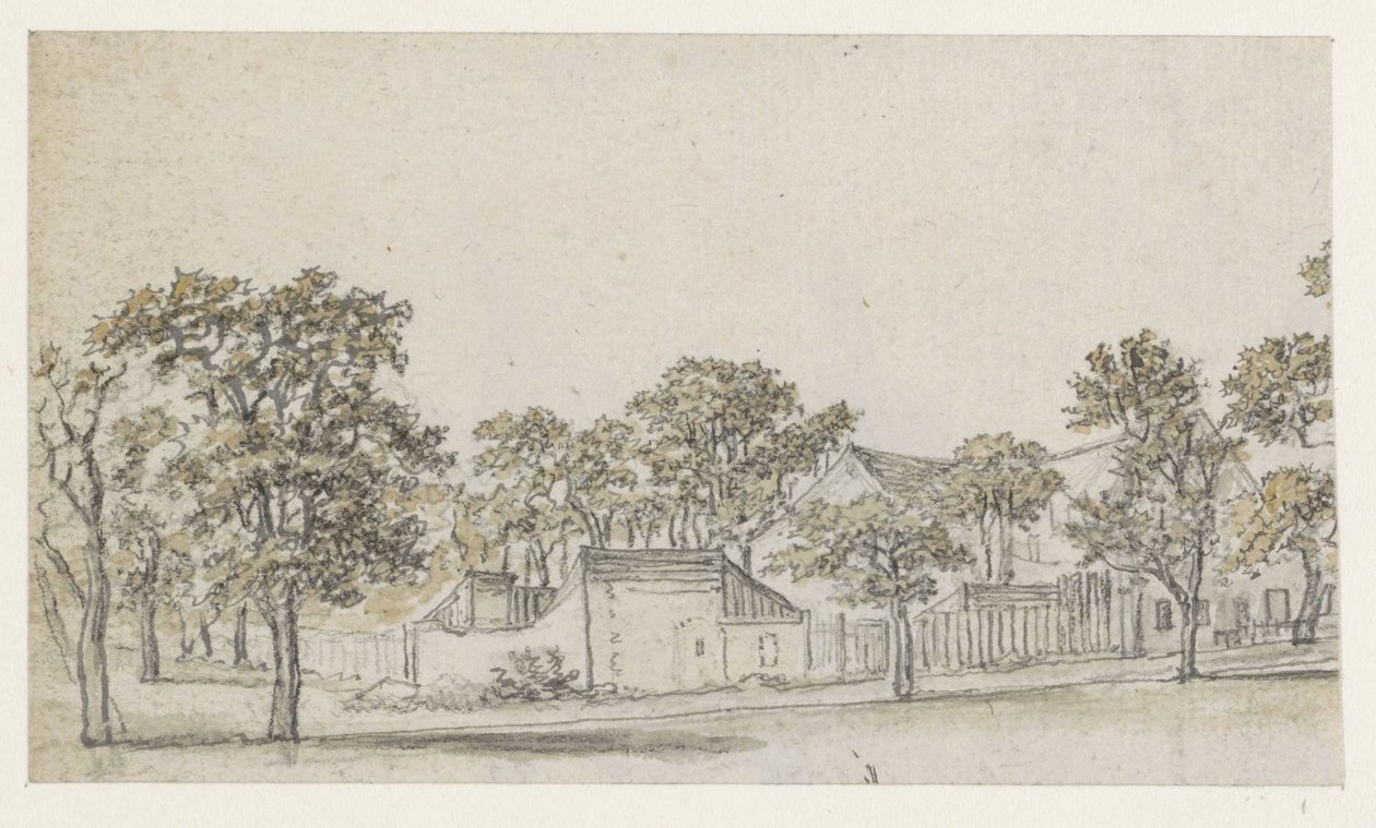 Groupe de maisons nichées parmi les arbres - Georges Michel