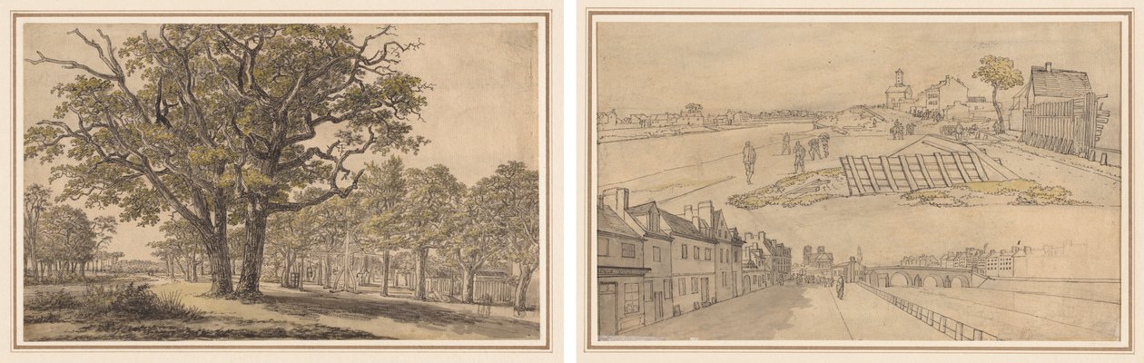 Paysage (recto) Deux vues de Paris (verso) - Georges Michel