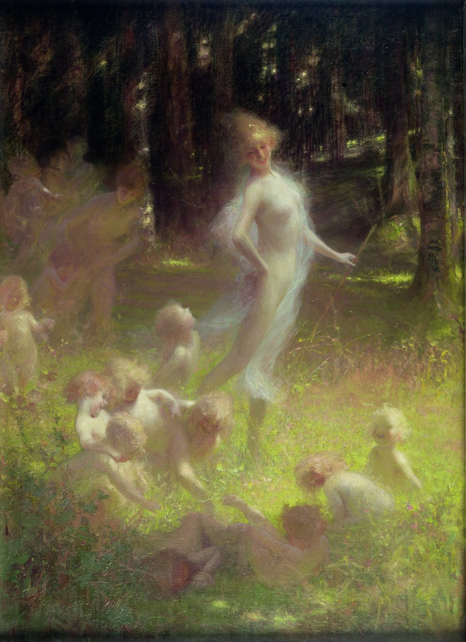Fée et lutins dans le sous-bois - Georges Picard