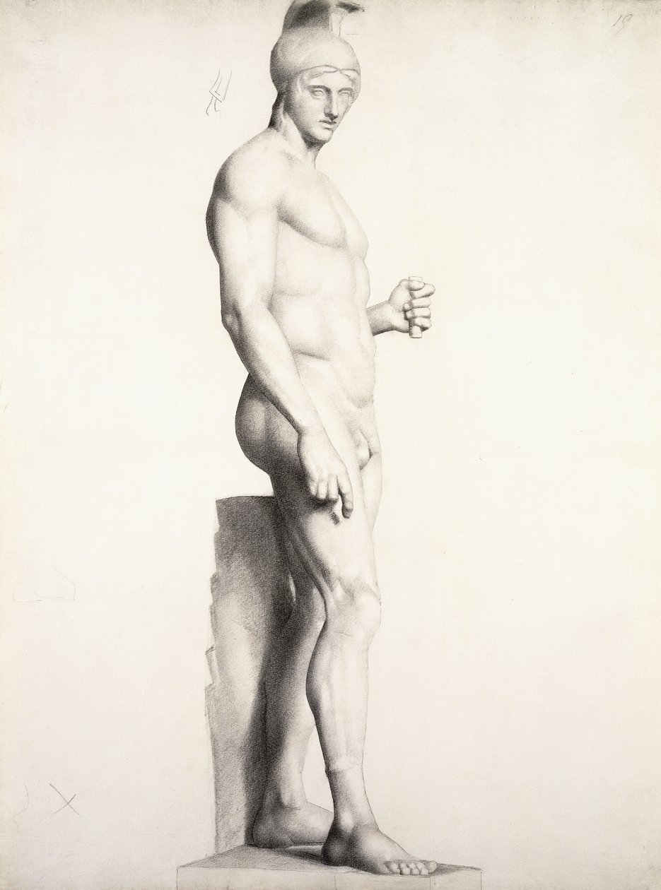 Guerrier portant un casque, de profil, 1875-1878 - Georges Pierre Seurat