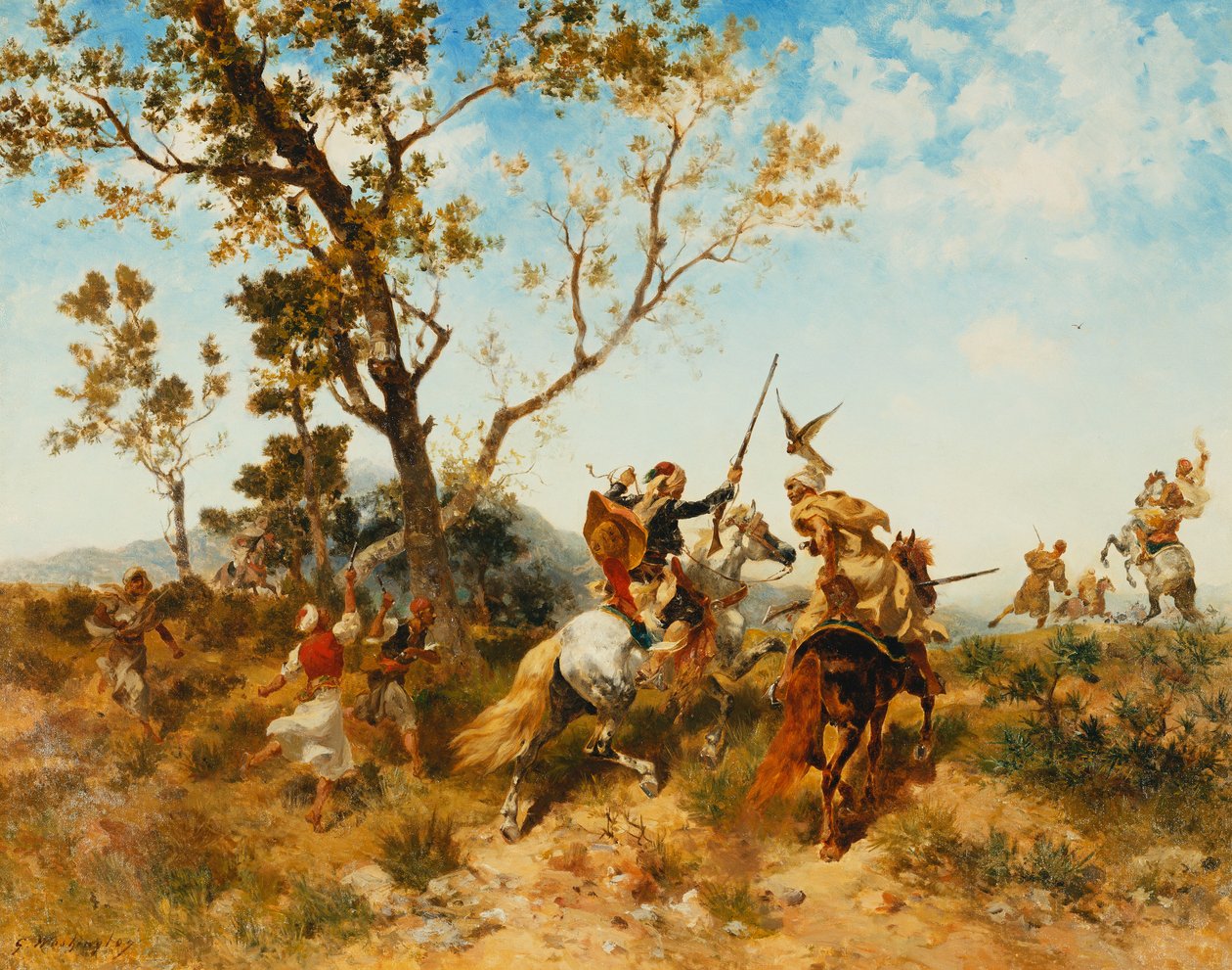 Une fête de fauconnerie arabe, 1907 - Georges Washington