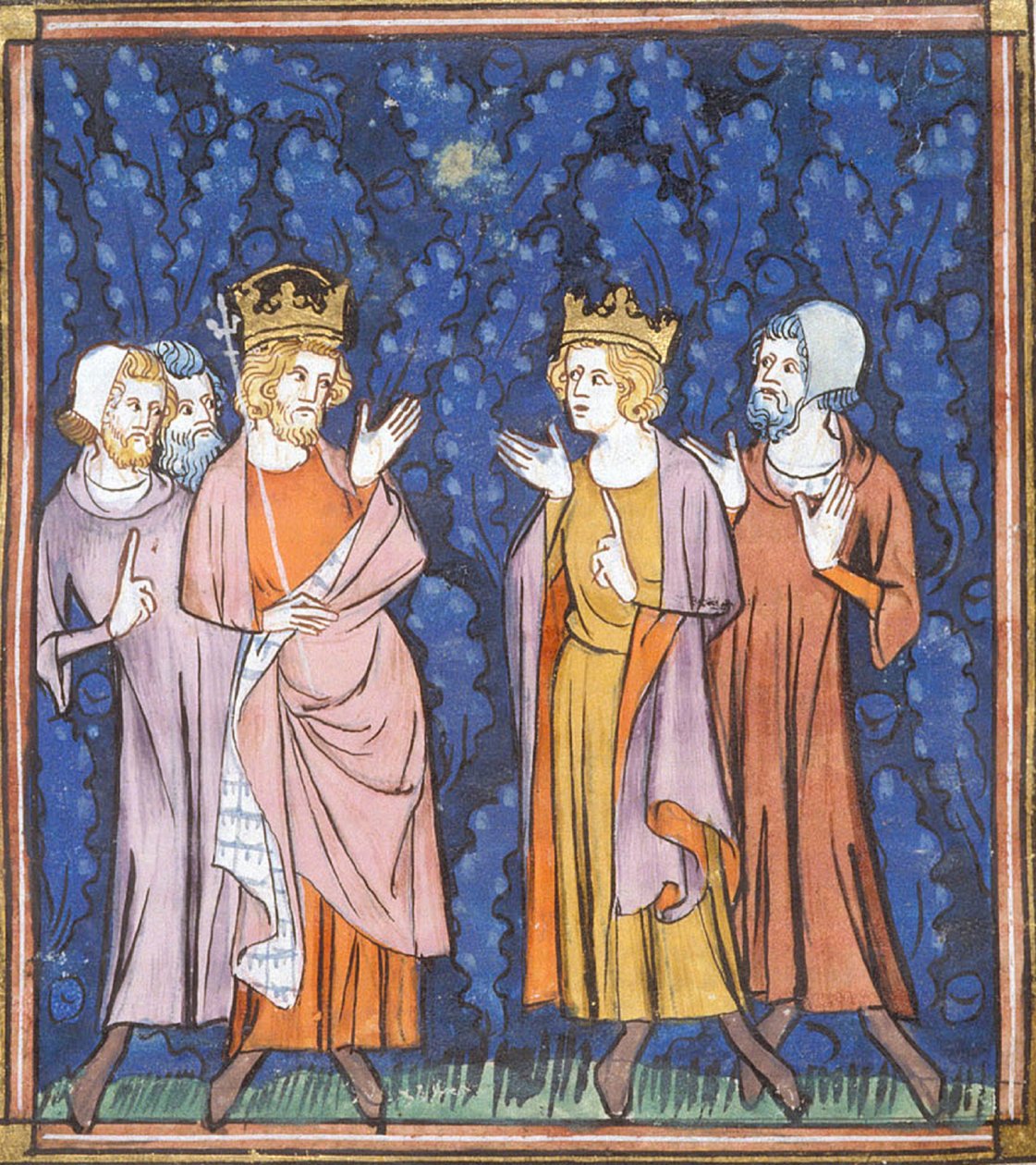 Charlemagne prenant le conseil, extrait de Chroniques de France ou de St Denis, 14e siècle (22528527080) - Georgia Levan Ramishvili from Tbilisi