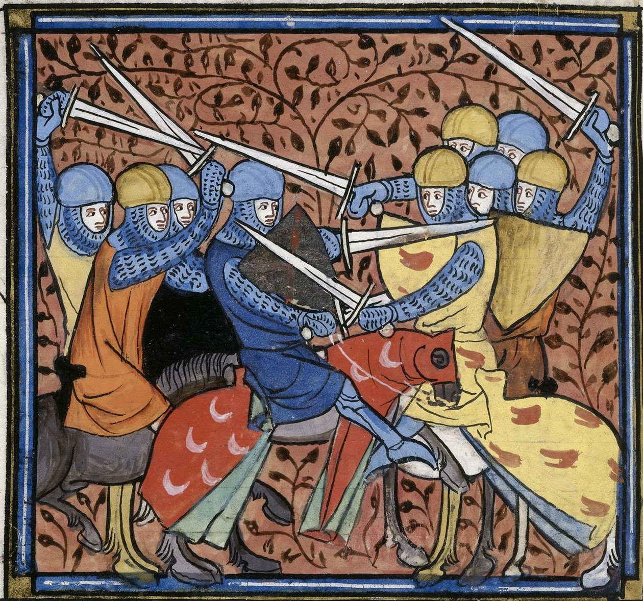 Ebroin battant les Austrasiens, tiré des Grandes chroniques de France, Royal 16 G VI f.114v, c. 1332-1350 (22528516520) - Georgia Levan Ramishvili from Tbilisi