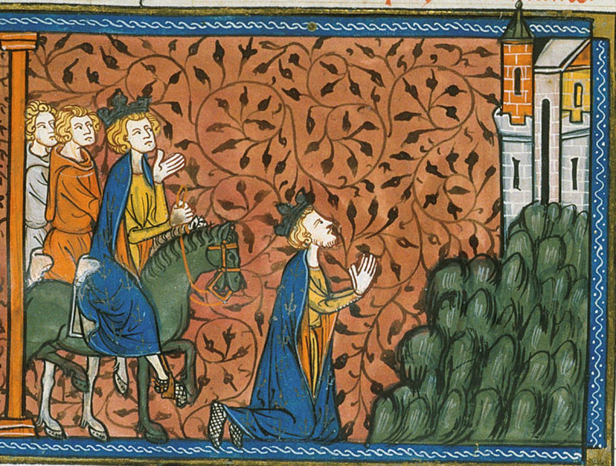 Louis IX en pèlerinage à Nazareth, extrait des Chroniques de France ou de St Denis, XIVe siècle (22528526100) - Georgia Levan Ramishvili from Tbilisi