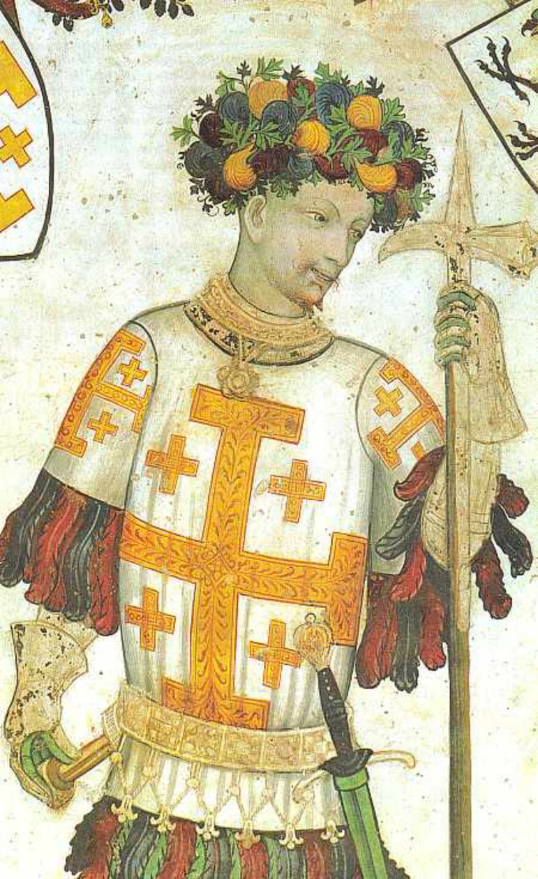 Manfred Ier de Saluzzo représenté en Godefroi de Bouillon, fresque de Giacomo Jaquerio, 1420 (25958141210) - Georgia Levan Ramishvili from Tbilisi