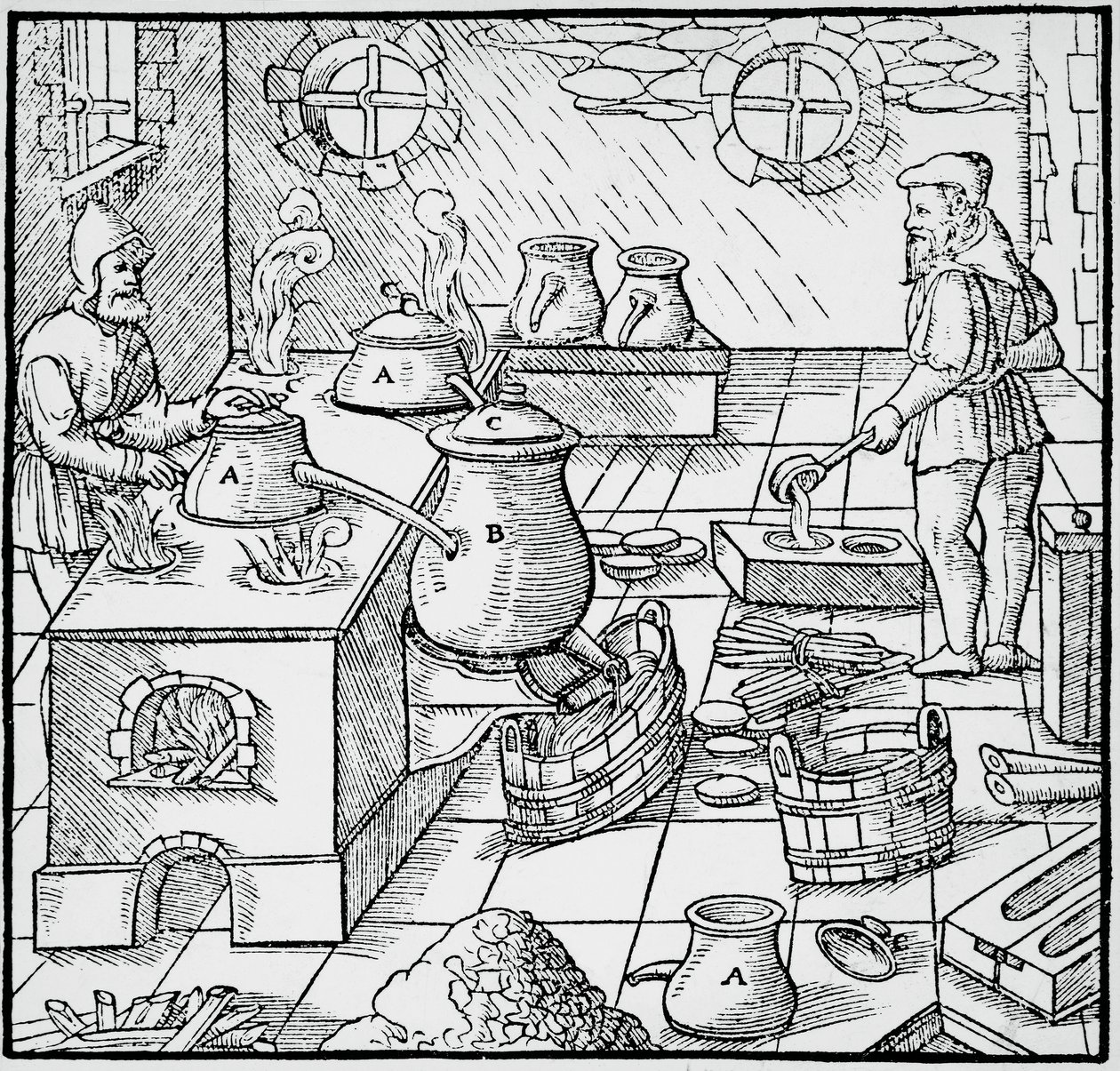 Gravure de De re metallica (Sur la nature des métaux), par Georg Pawer ou Georgius Agricola (1494-1555), publié à Bâle - Georgius Agricola