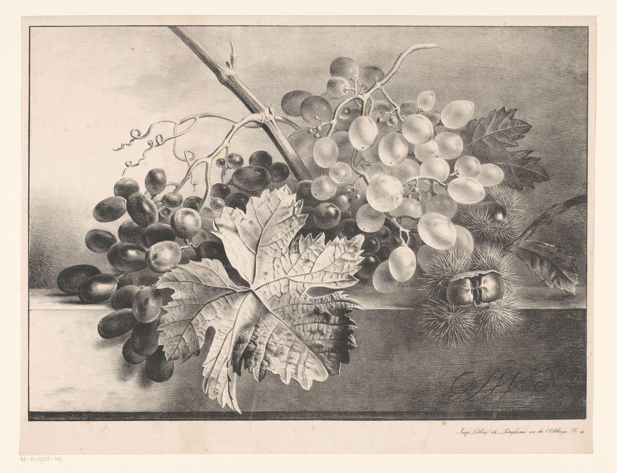 Nature morte avec raisins et châtaignes - Georgius Jacobus Johannes van Os