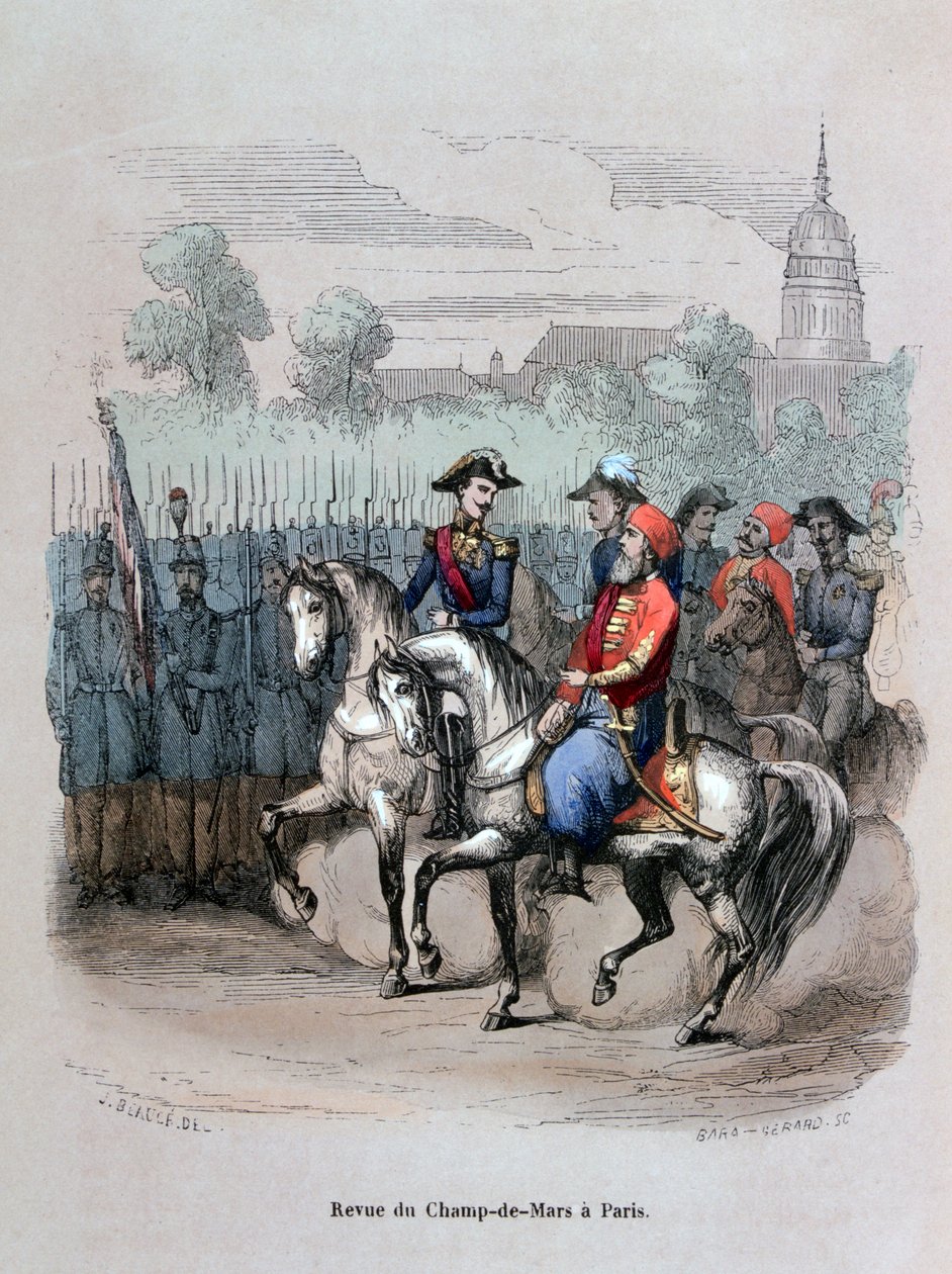 Revue militaire avec Ibrahim Pacha, Champ de Mars, Paris, c1846-1847 - Gerard Corbiau