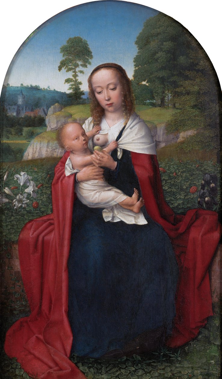 Néerlandais : Maria et enfant assis dans un paysage Vierge et enfant dans un paysage - Gerard David
