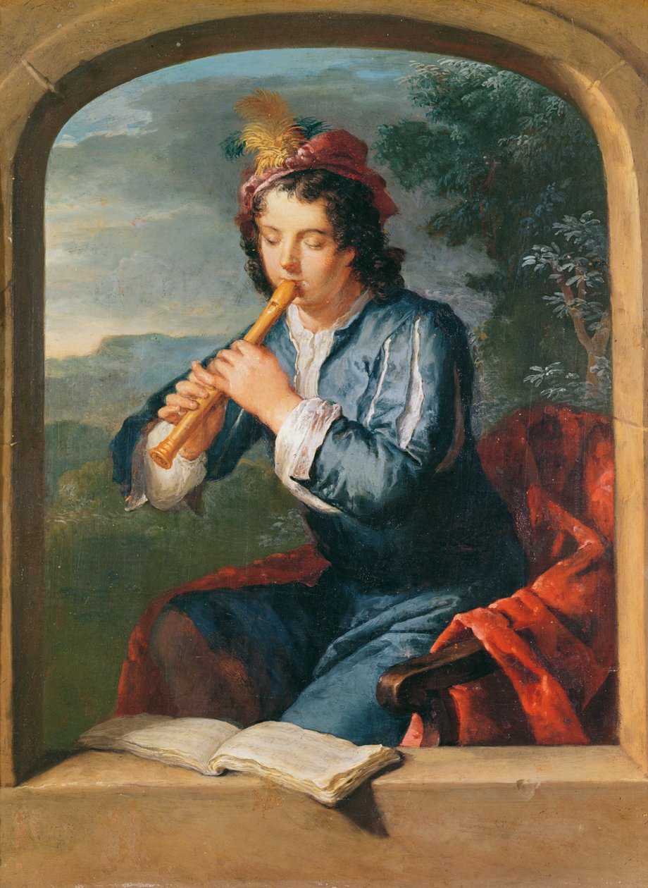Jeune homme jouant de la flûte - Gerard Hoet