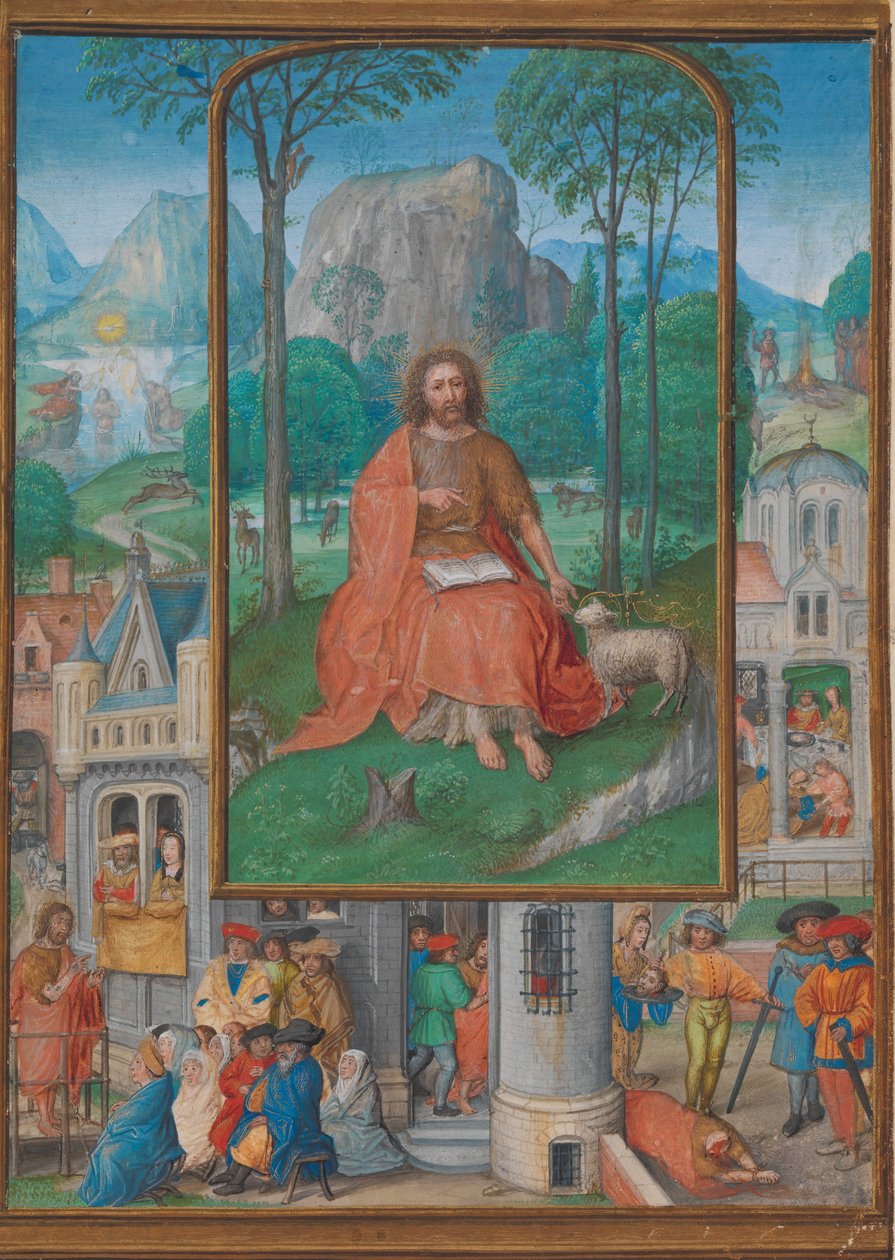 Enluminure de manuscrit avec des scènes de la vie de Saint Jean-Baptiste - Gerard Horenbout