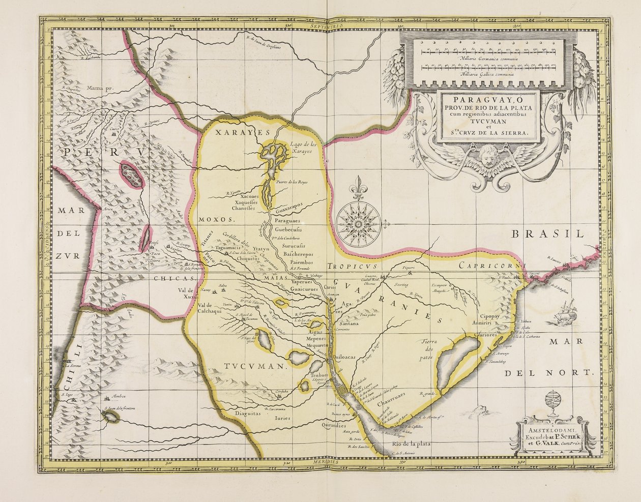 Paraguayo prov. de Rio de la Plata cum regionibus adiacentibus Tucuman et S.ta Cruz de la Sierra - Gerard Valck