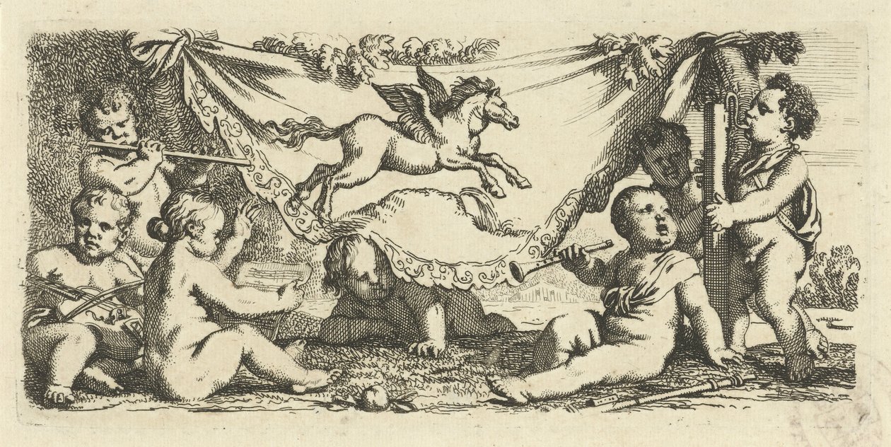 Putti musicaux avec Pégase - Gerard de Lairesse