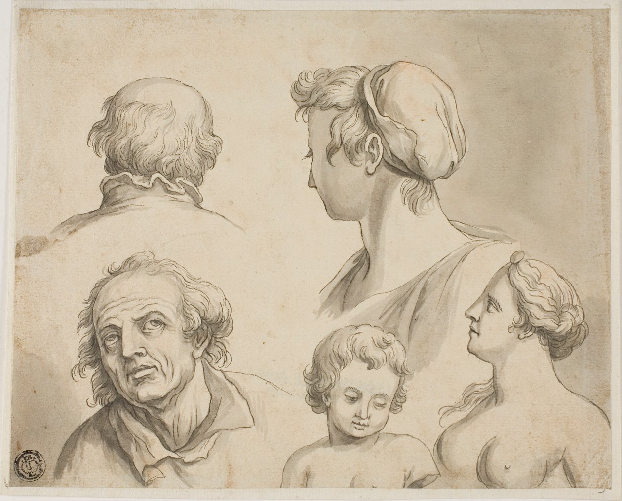 Croquis de cinq bustes - Gerard de Lairesse